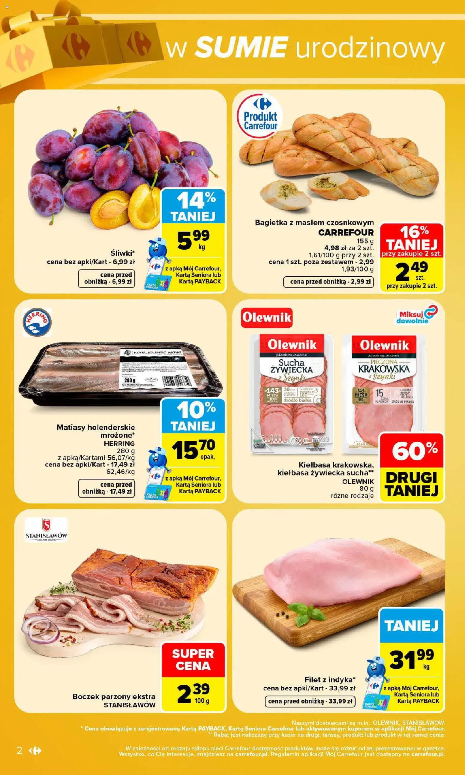 Carrefour gazetka - Weekend okazji od 29.10.2026 | Strona: 2 | Produkty: Kiełbasa, Karta, Boczek, Bagietka