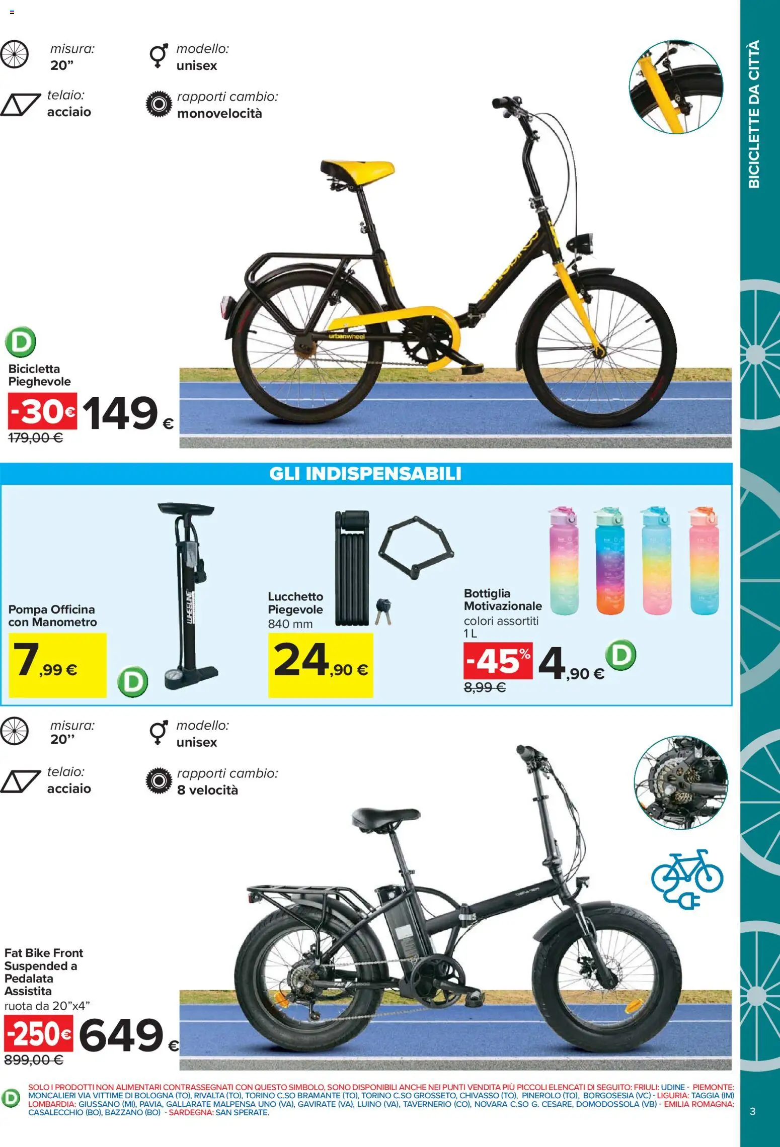 Volantino Carrefour del 20.04.2026 | Pagina: 3 | Prodotti: Bicicletta, Manometro, Bottiglia