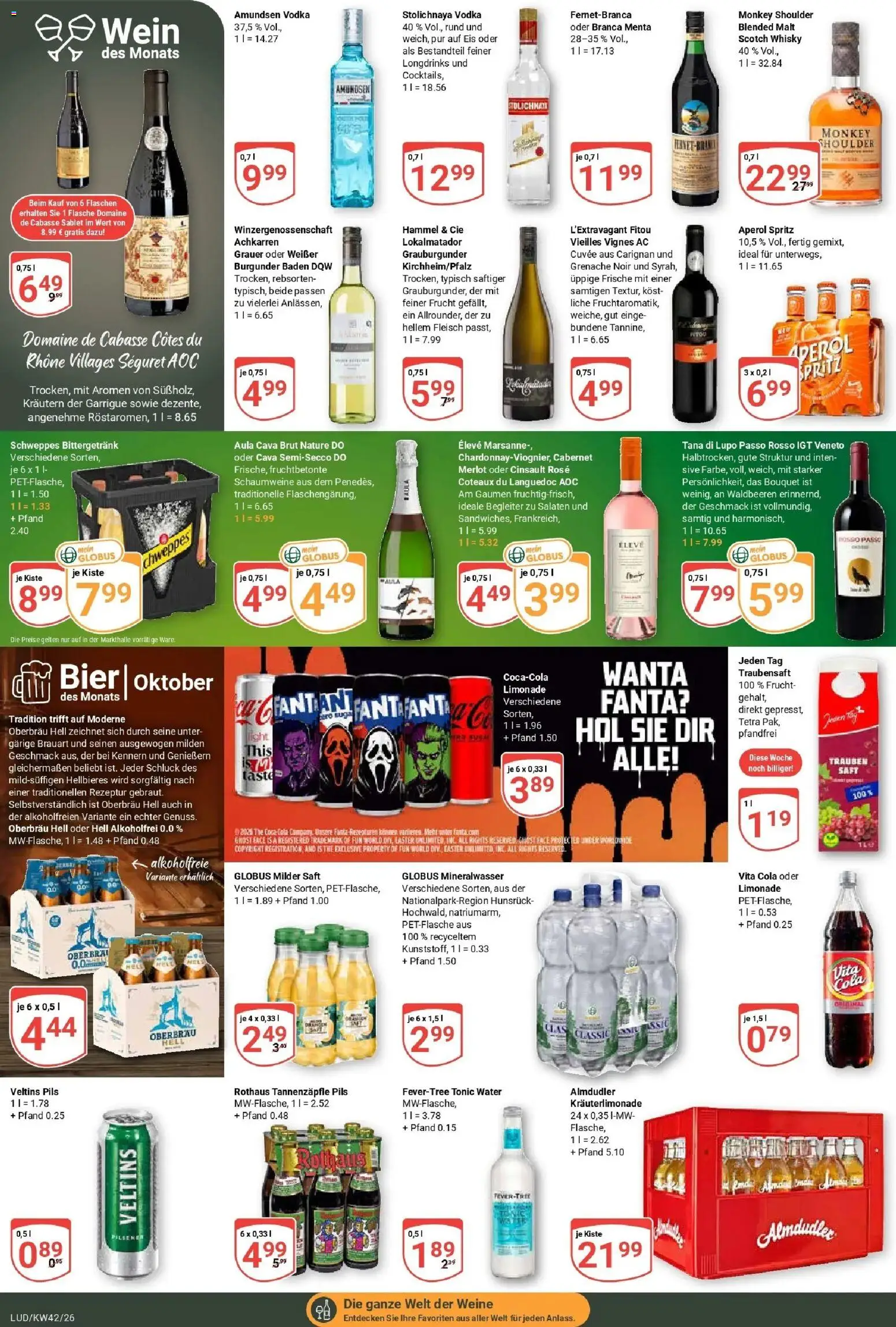 Globus Prospekt Ludwigshafen-Oggersheim (ab 12.10.2026) » Angebote online | Seite: 17 | Produkte: Mineralwasser, Aperol, Saft, Veltins