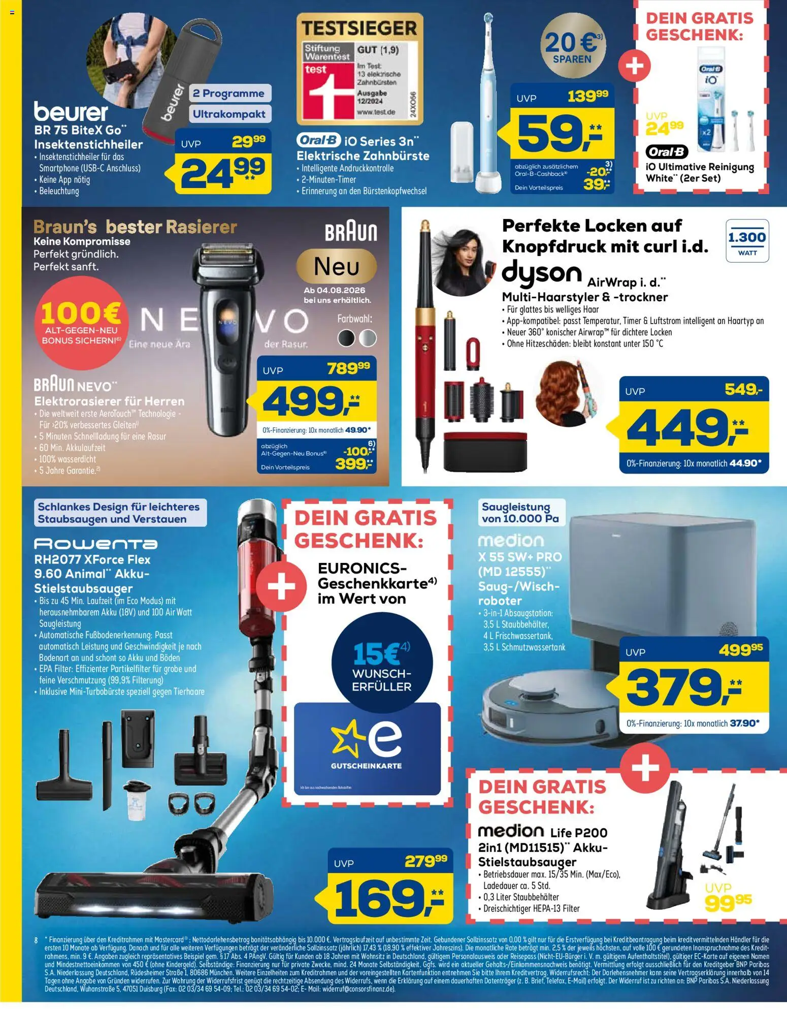 Euronics Prospekt – gültig ab 08.08.2026 | Seite: 8 | Produkte: Dyson, Trockner, Rasierer, Elektrische zahnbürste