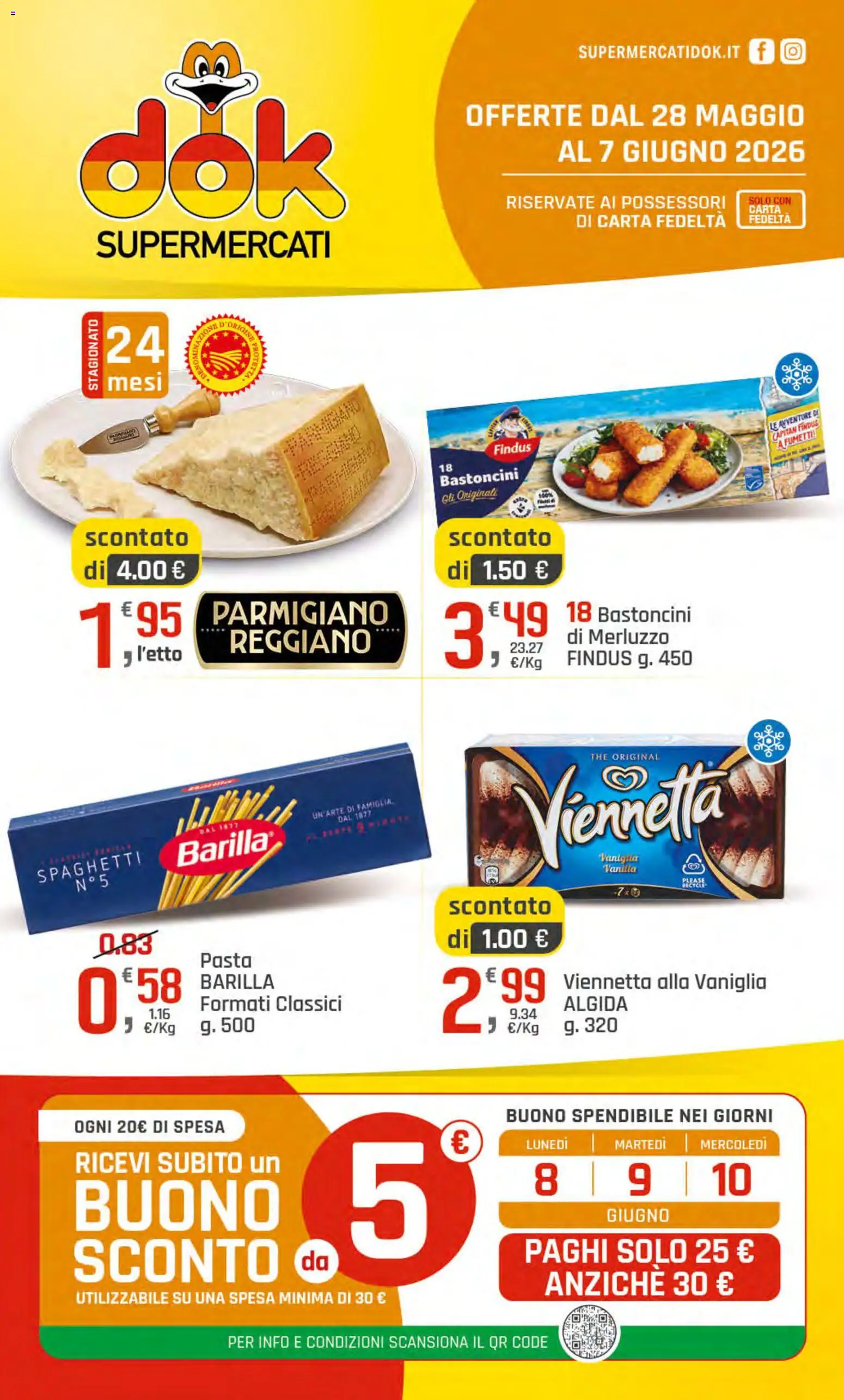 Volantino DOK del 28.05.2026 | Pagina: 1 | Prodotti: Merluzzo, Pasta, The, Parmigiano