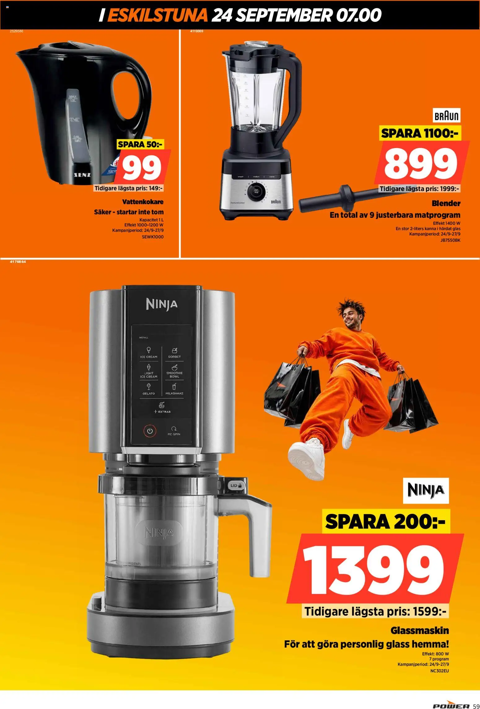 Power reklamblad aktuell från 24/09/2026 | Sida: 59 | Produkter: Vattenkokare, Glas, Blender, Glass