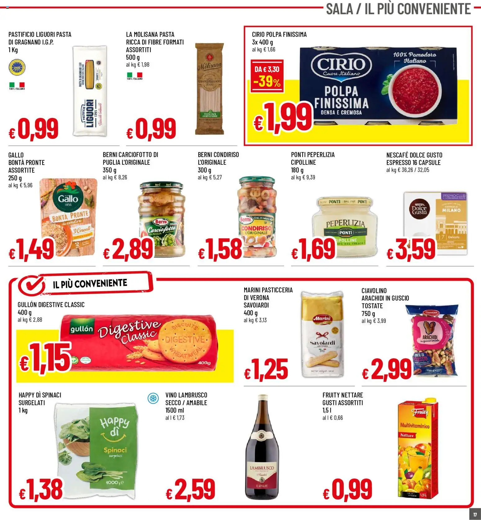 Volantino Famila del 10/08/2026 | Pagina: 17 | Prodotti: La Molisana, Pasta, Lambrusco, Cipolline