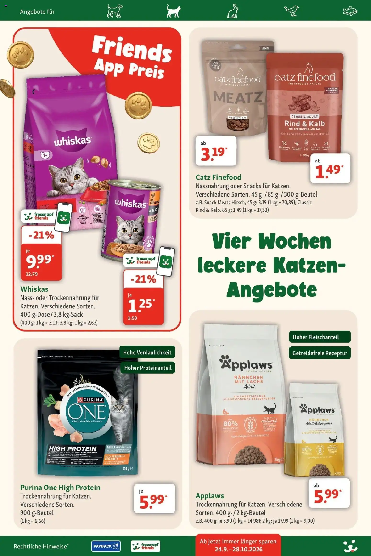 Fressnapf Aktueller Prospekt (ab 24.09.2026) zum Blättern | Seite: 19 | Produkte: Hahnchen, Katzenfutter, Ananas, Lachs