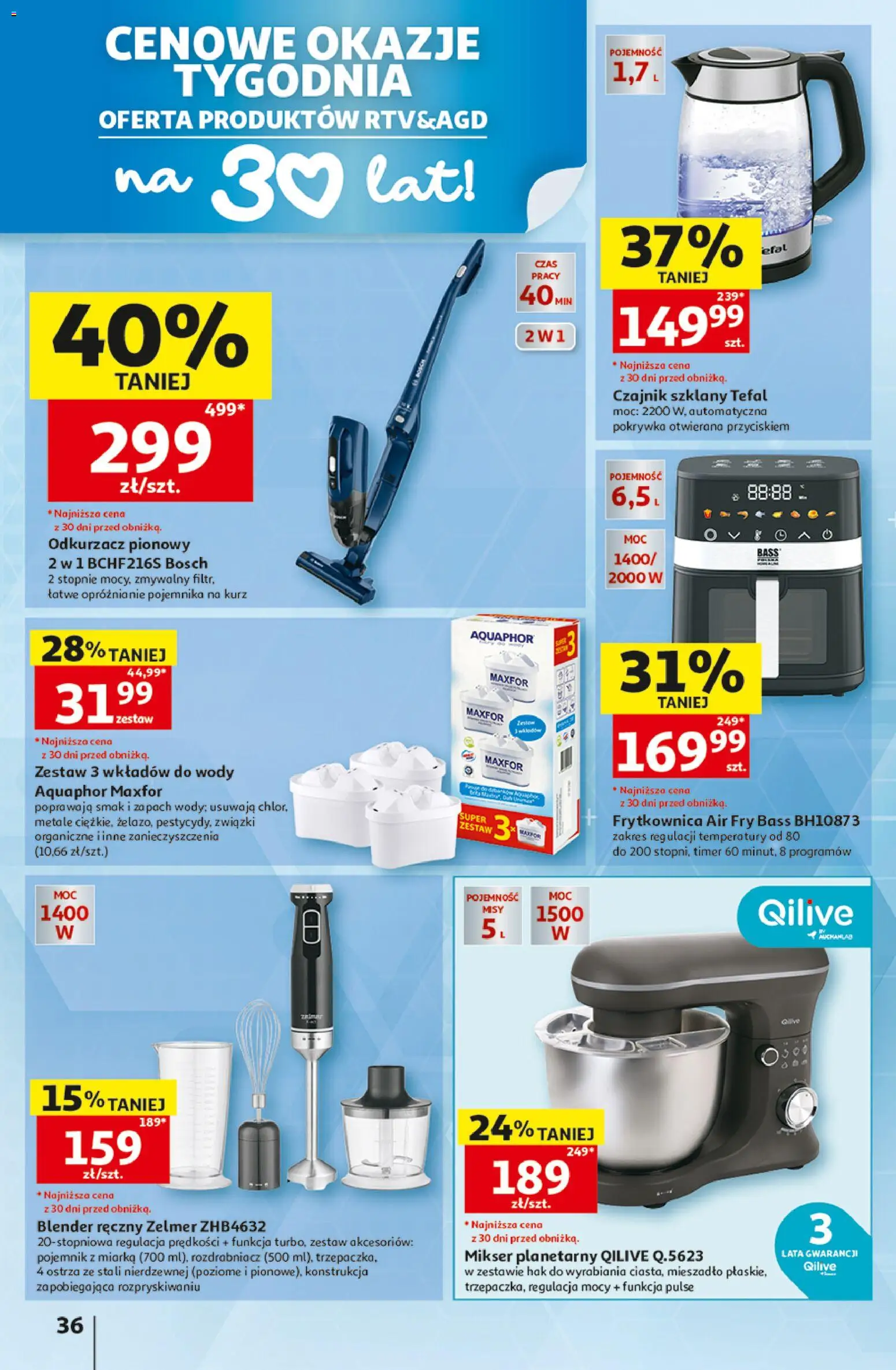 Auchan gazetka - Hipermarket od 29.10.2026 | Strona: 36 | Produkty: Blender ręczny, Mikser, Frytkownica, Odkurzacz pionowy