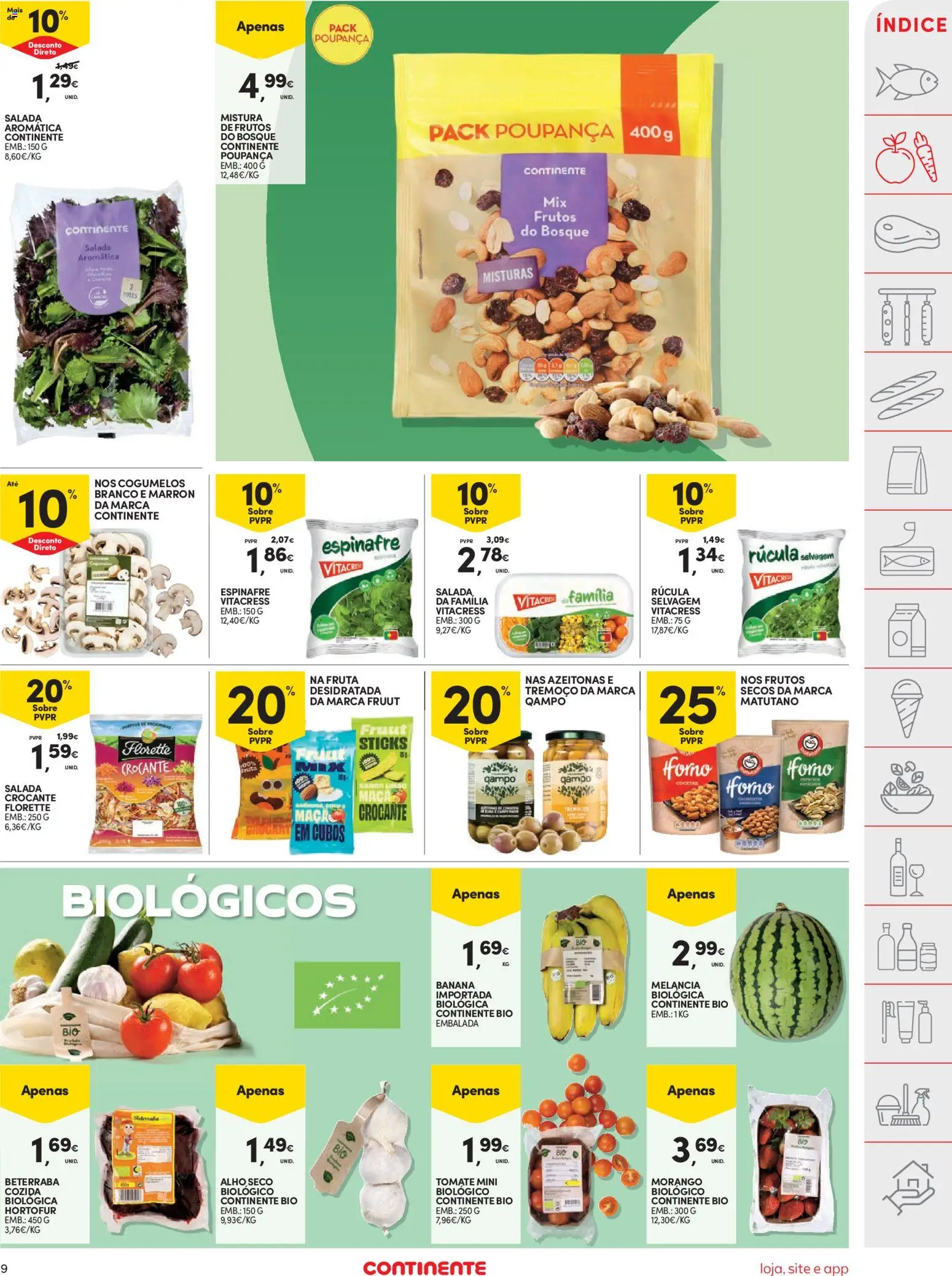 Continente folheto │ válido de 18/08/2026 | Página: 9 | Produtos: Forno, Beterraba, Maça, Cogumelos