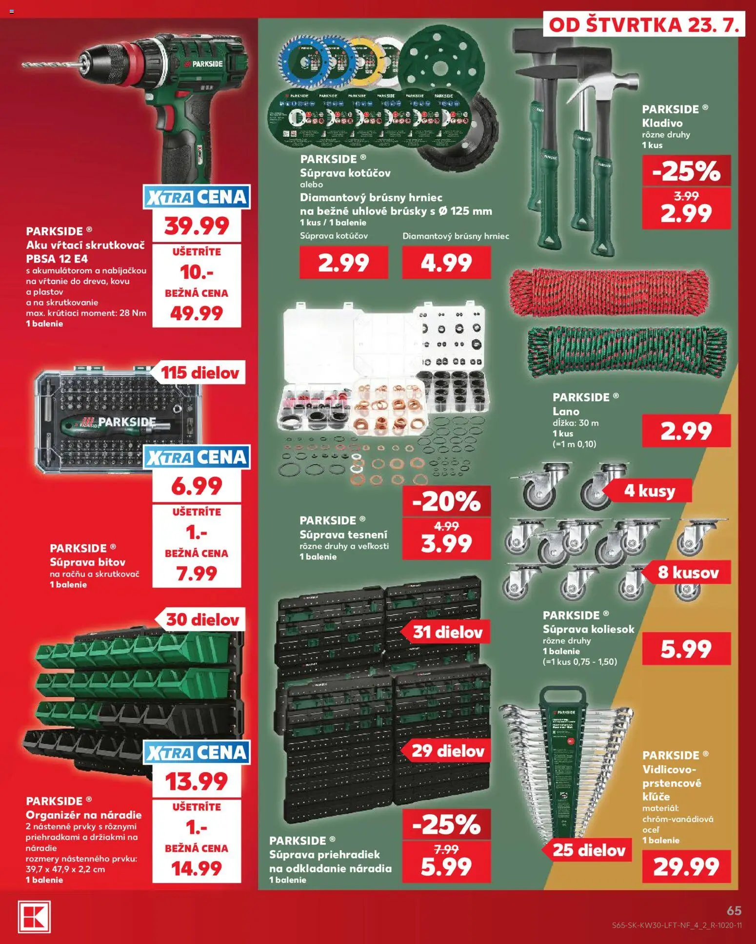 Nové Kaufland akcie – leták je platný od 23.07.2026 | Strana: 65 | Produkty: Organizér, Skrutkovač, Náradie, Aku