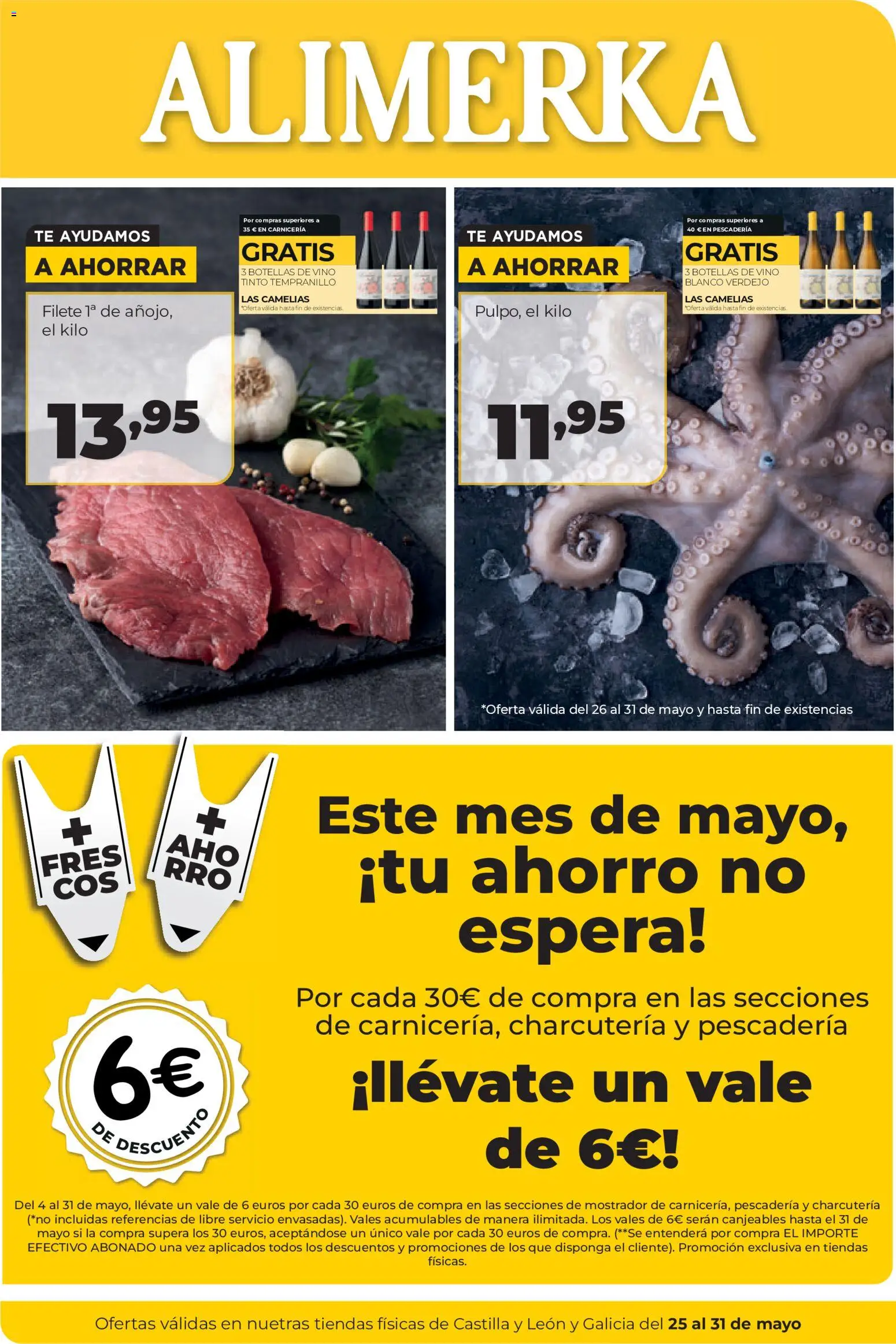 Alimerka folleto Castilla y León │ válido desde el 25.05.2026 | Página: 1 | Productos: Vino, Té, Filete