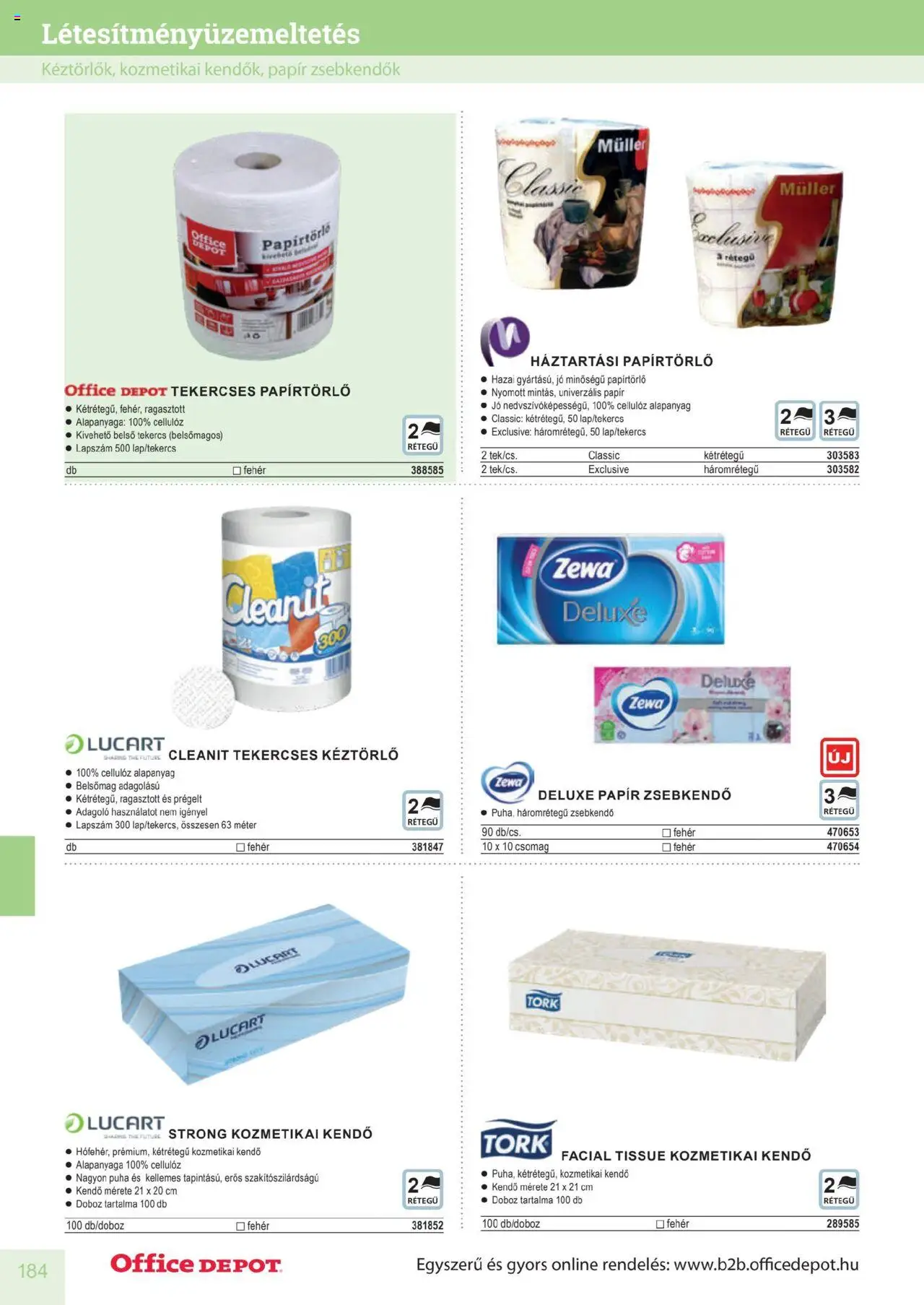 Office Depot akciós ujság - amely érvényes a következő dátumtól: 2025.04.10. | Oldal: 184 | Termékek: Kendő, Papírtörlő, Doboz, Papír zsebkendő
