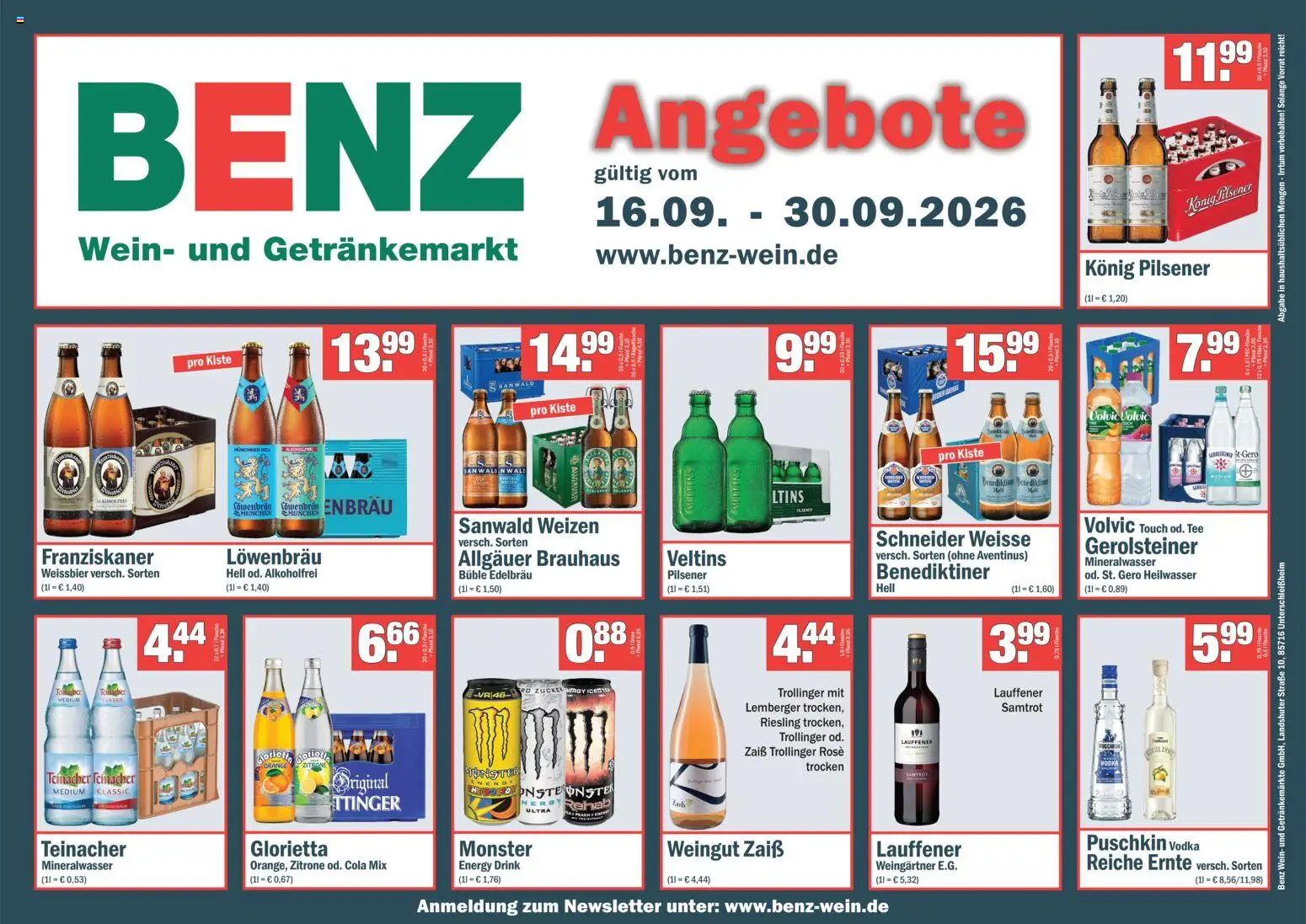 Benz Getranke Dienstag, 1. September Top Angebote