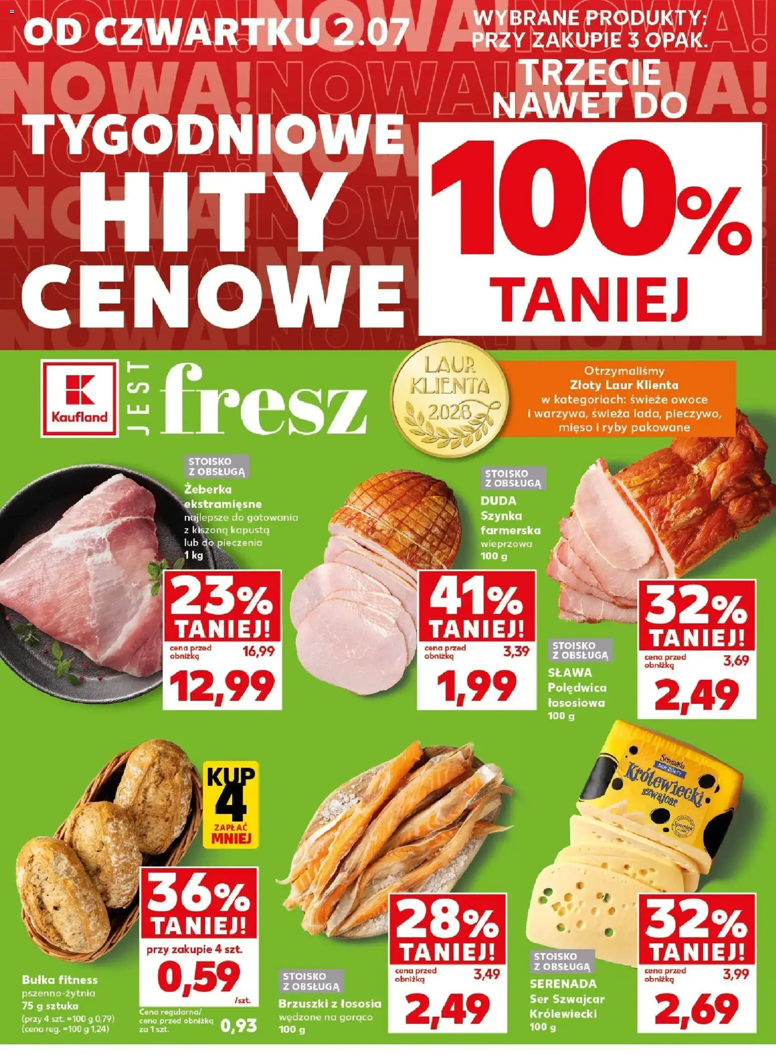 Kaufland gazetka - Mocny start od 06.07.2026 | Strona: 6 | Produkty: Ser żółty, Mięso, Bułka fitness, Ryby