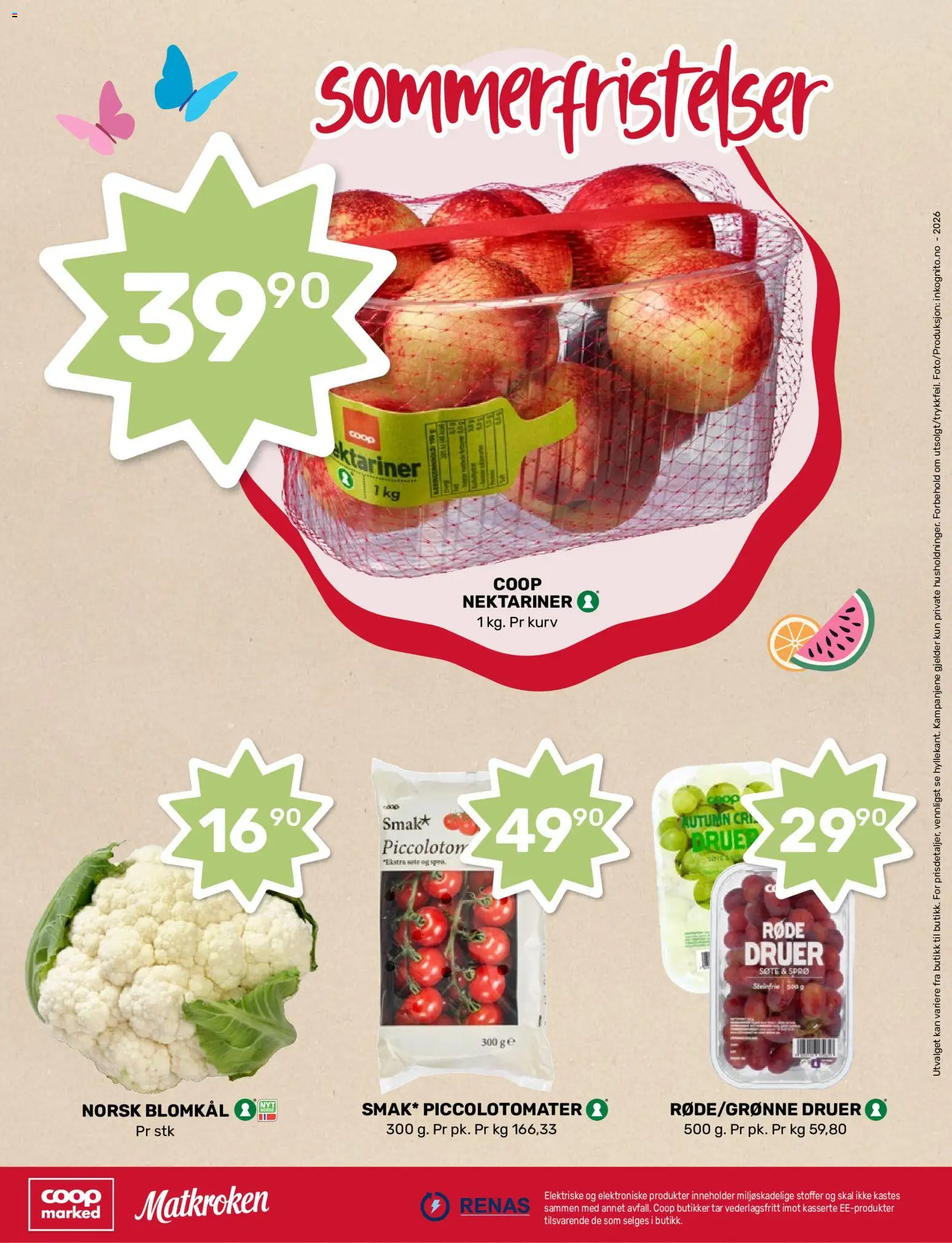 {H1} | Side: 8 | Produkter: Nektariner, Druer, Blomkål, Kurv