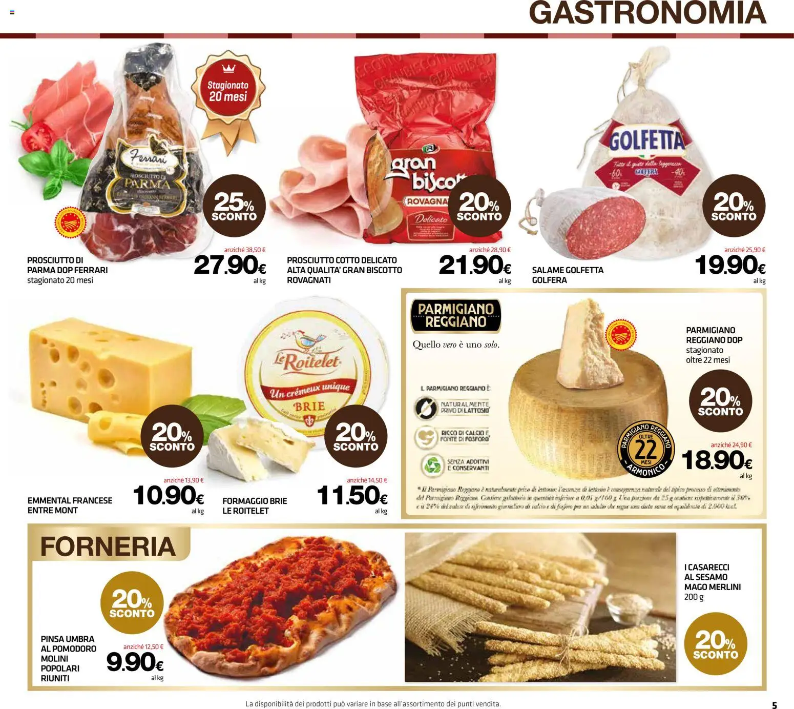 Volantino Superconti del 22/10/2026 | Pagina: 5 | Prodotti: Reggiano parmigiano, Parmigiano reggiano, Formaggio brie, Emmental