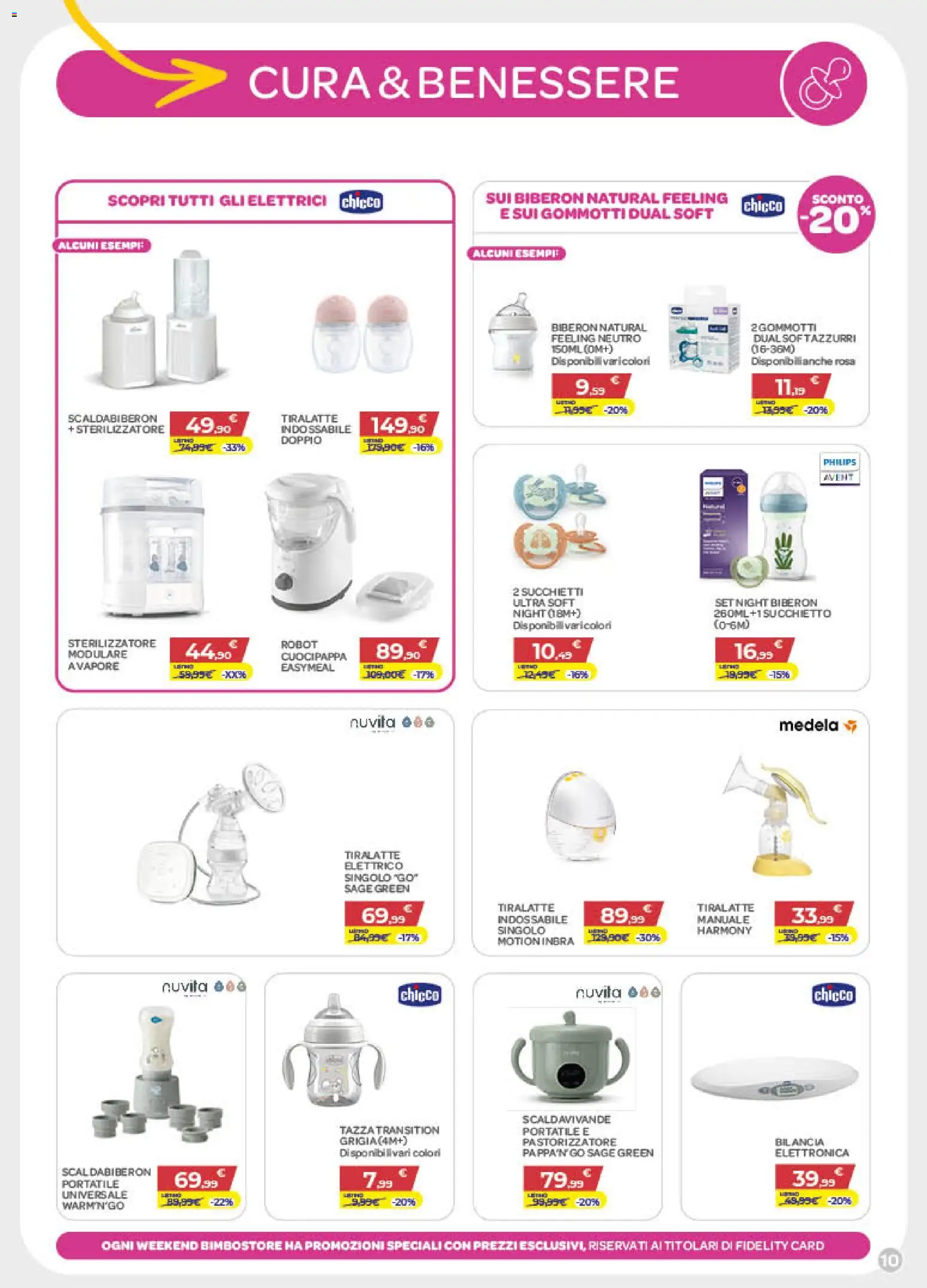 Volantino Bimbo store del 30/07/2026 | Pagina: 10 | Prodotti: Biberon, Tiralatte, Bilancia, Robot