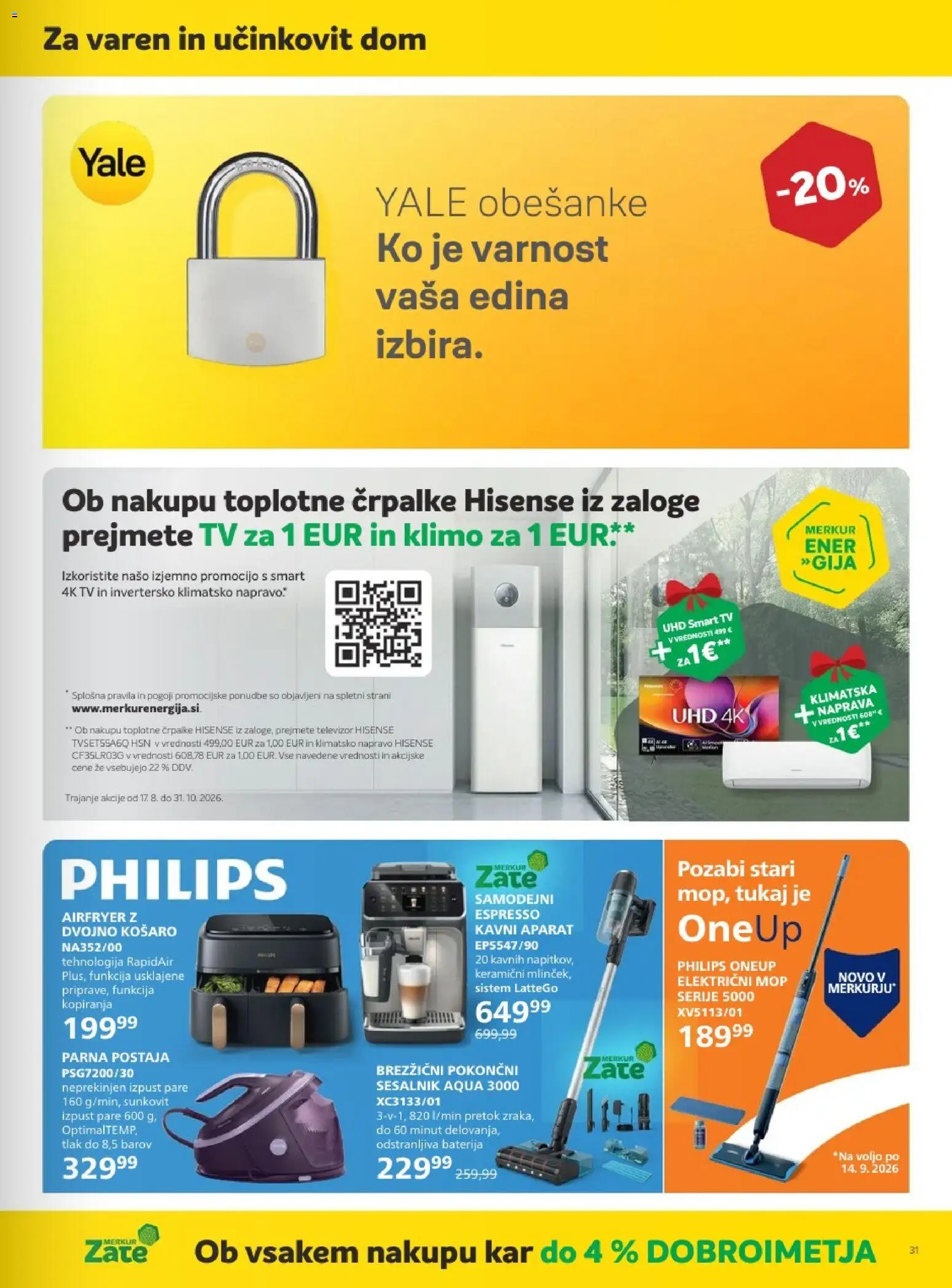 Novi Merkur katalog ponudbe – veljaven od 02.09.2026 | Stran: 31 | Izdelki: Televizor, Tv, Klimatska naprava, Sesalnik