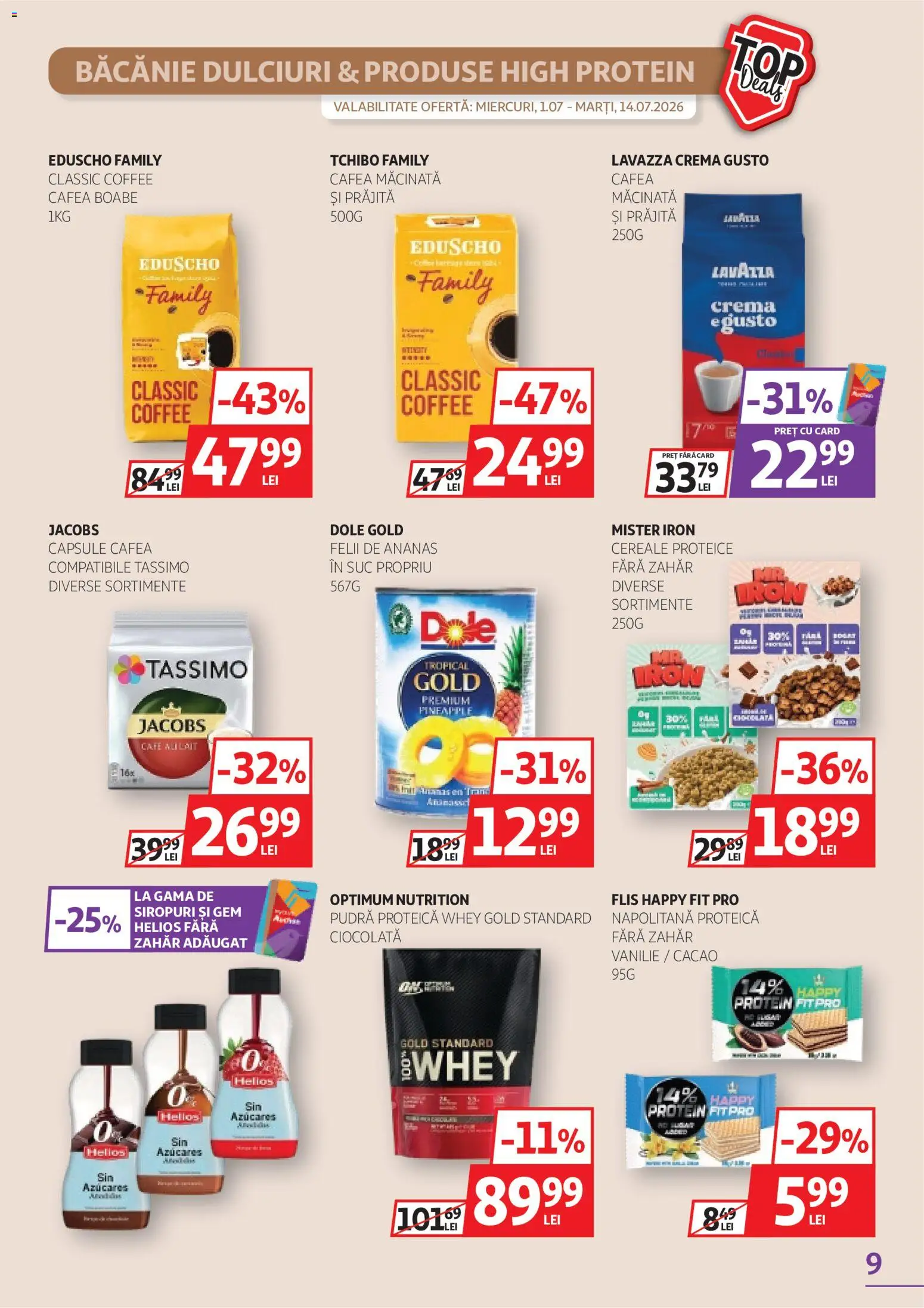 Noul catalog Auchan – valabil de la 01.07.2026 | Pagină: 9 | Produse: Gem, Cremă, Suc, Zahăr