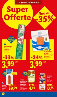 Anteprima del volantino SALUMI MURRU Salsiccia sarda Cilindrica, 360 g confezione valido a partire dal 25/06/2026 | Pagina: 14 | Prodotti: Salmone, Salsiccia, Miele