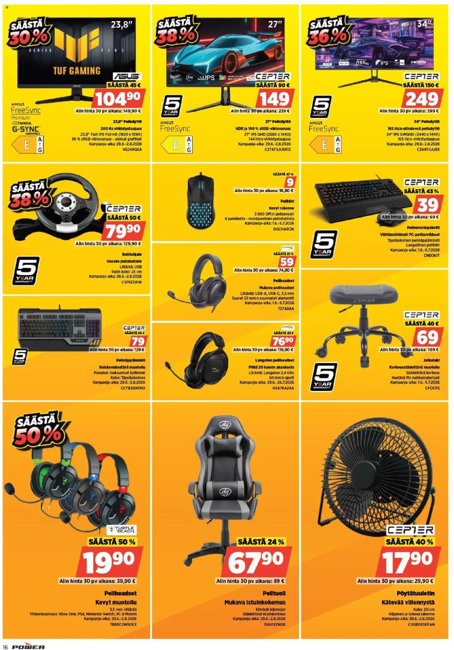 Power tarjoukset – voimassa 29/06/2026 alkaen | Sivu: 16 | Tuotteet: USB, PC, Pöytätuuletin, Xbox