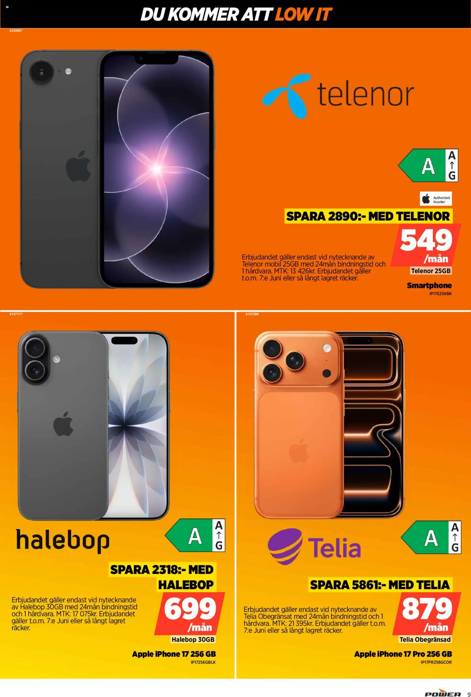 Power reklamblad aktuell från 01.06.2026 | Sida: 9 | Produkter: Galler, Äpple, Smartphone