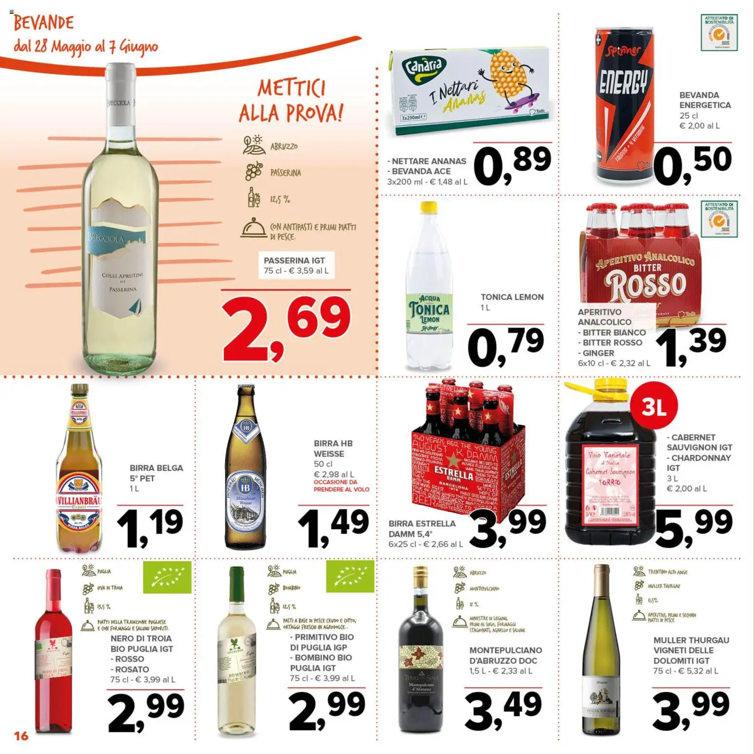 Volantino Todis del 28.05.2026 | Pagina: 16 | Prodotti: Acqua tonica, Acqua, Vino, Agnello
