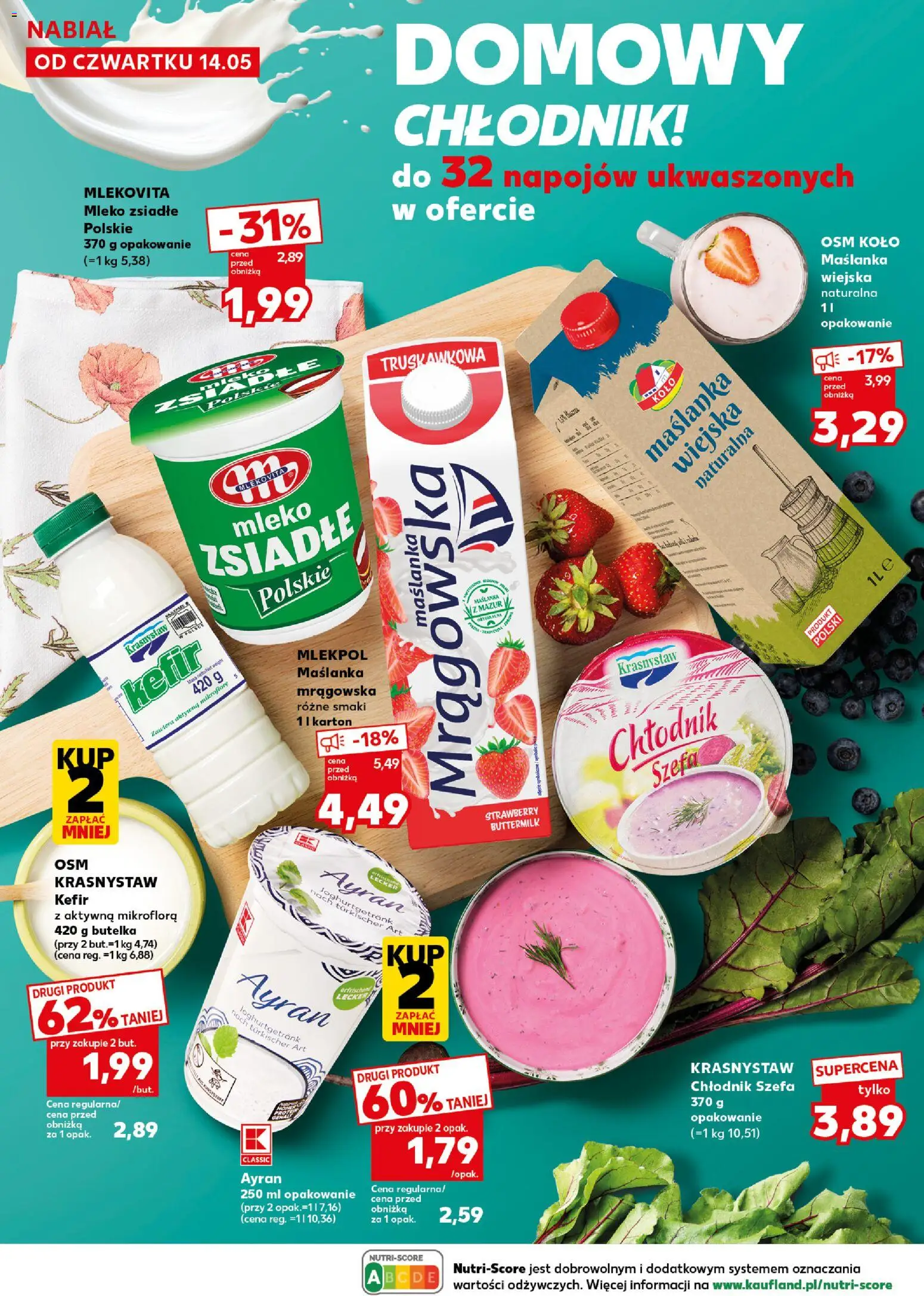Kaufland Polsko leták - Mocny start od 18.05.2026 | Strana: 20 | Produkty: Kefír, Mléko, Ayran, Kolo