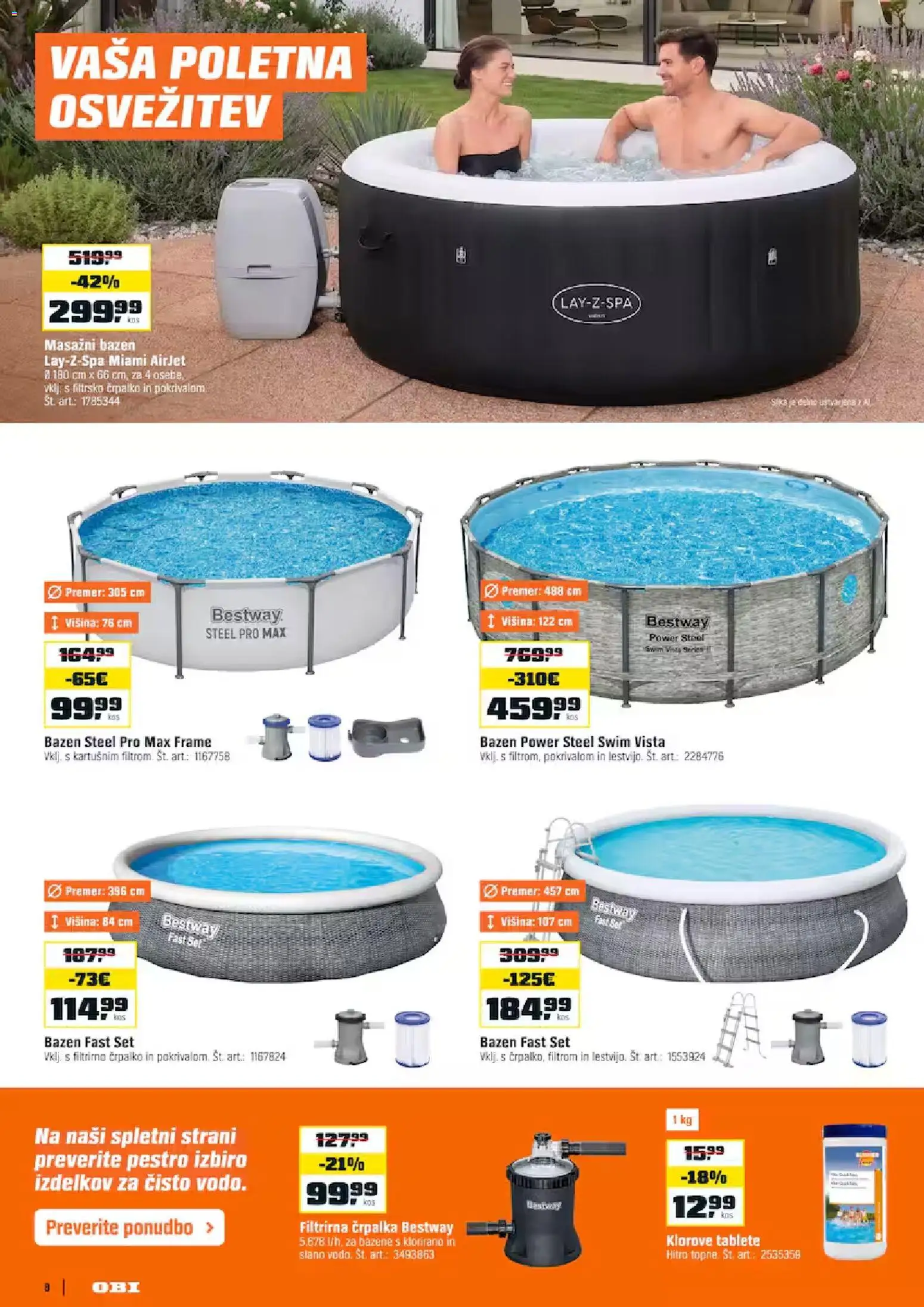 Novi OBI katalog ponudbe – veljaven od 02.07.2026 | Stran: 8 | Izdelki: Bazen, Črpalka, Masažni bazen