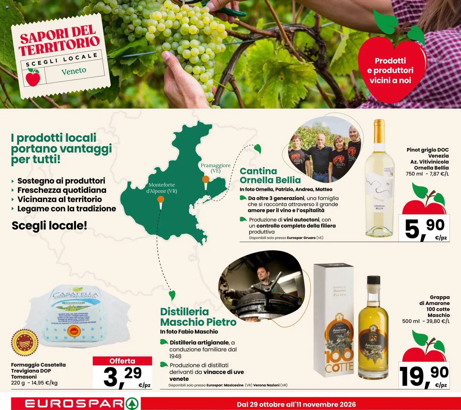 Volantino Eurospar del 29/10/2026 | Pagina: 6 | Prodotti: Formaggio, Vino, Grappa