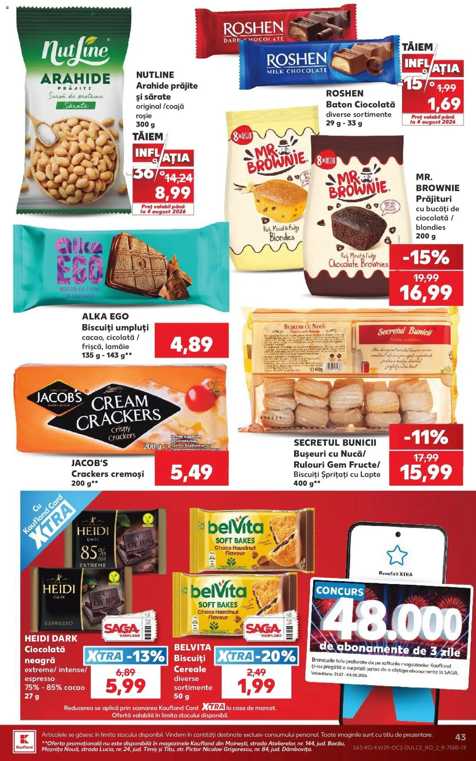 Noul catalog Kaufland – valabil de la 15.07.2026 | Pagină: 43 | Produse: Aplică, Ciocolată, Biscuiți, Lămâie