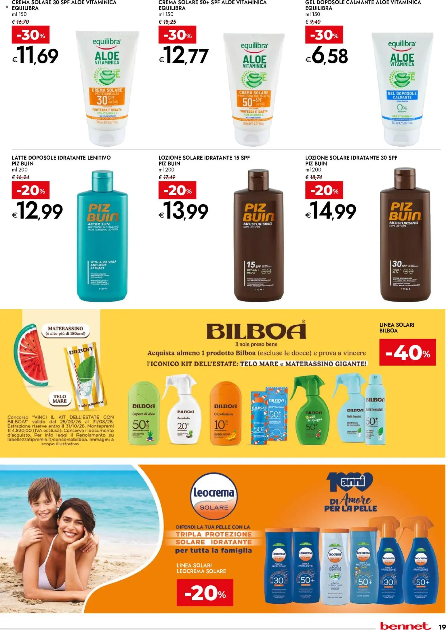 Volantino bennet del 04.06.2026 | Pagina: 19 | Prodotti: Crema, Crema solare, Latte, Aloe vera
