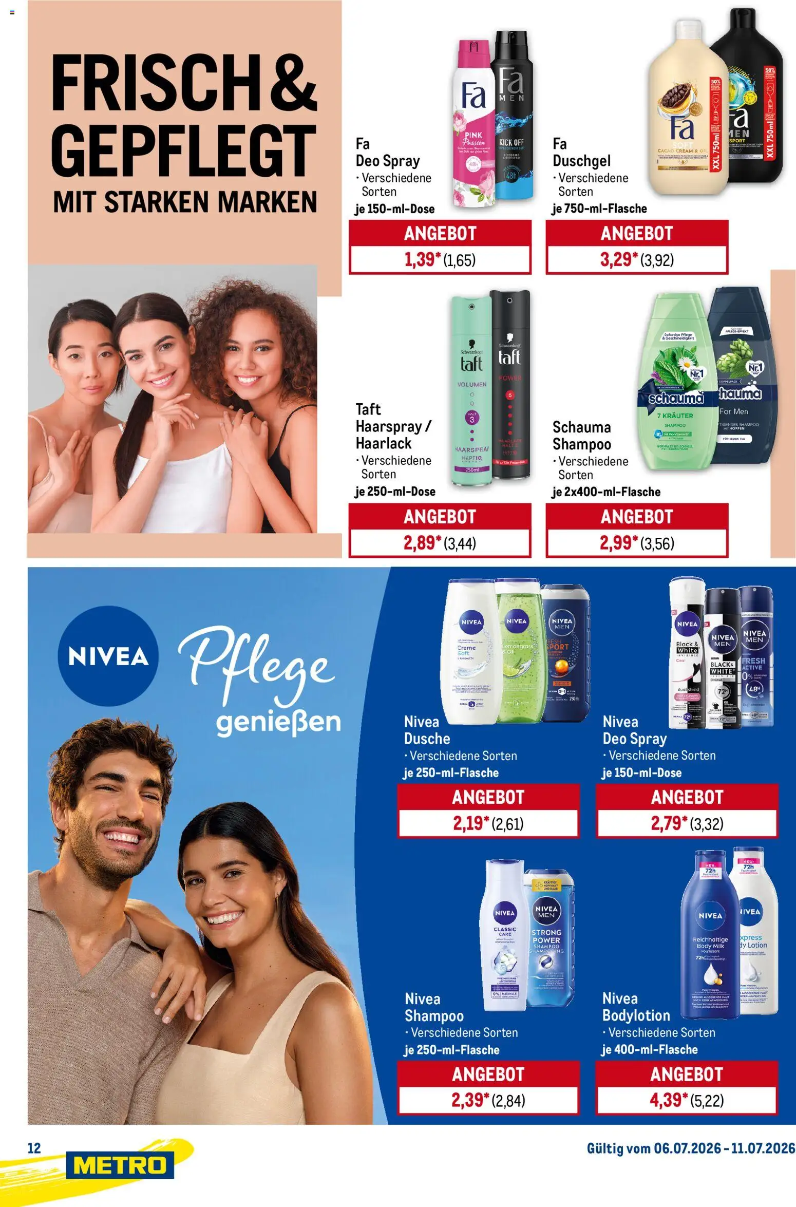 Metro Starke Marken – gültig ab 06.07.2026 | Seite: 12 | Produkte: Schauma shampoo, Shampoo, Creme, Body Milk