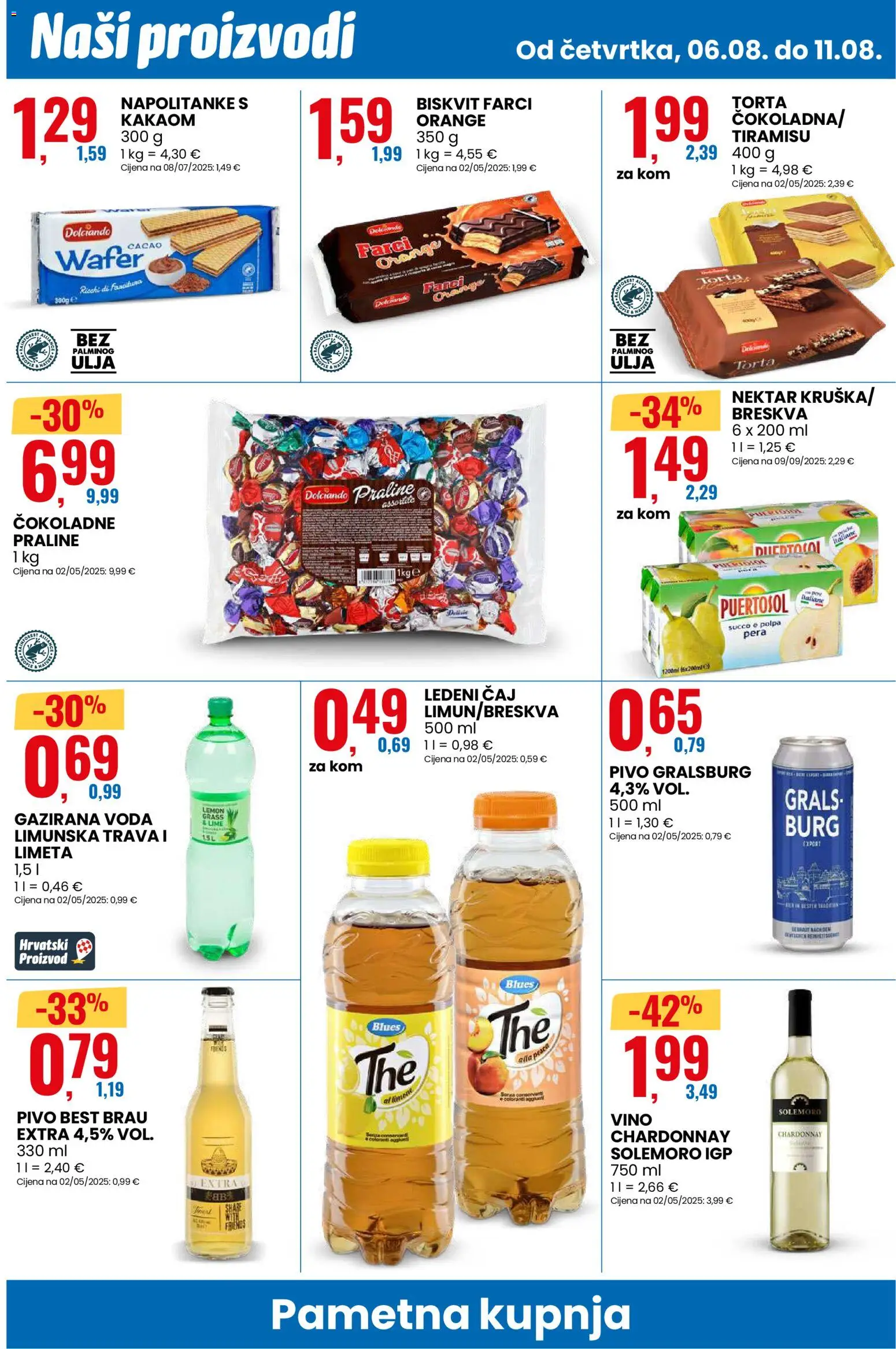 Eurospin katalog | vrijedi od 06.08.2026 | Stranica: 6 | Proizvodi: Ledeni čaj, Voda, Napolitanke, Limeta