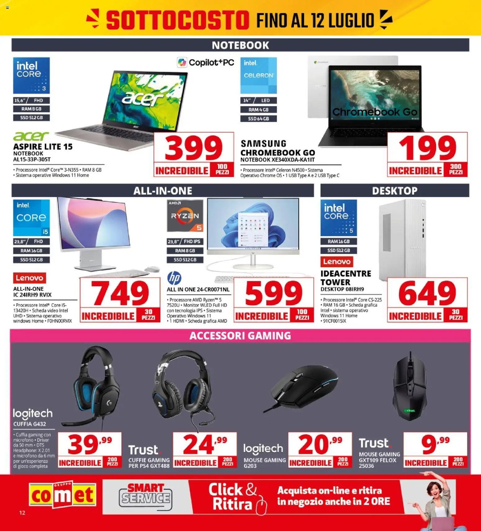 Volantino Comet del 03/07/2026 | Pagina: 12 | Prodotti: Notebook, Gioco, USB, Samsung