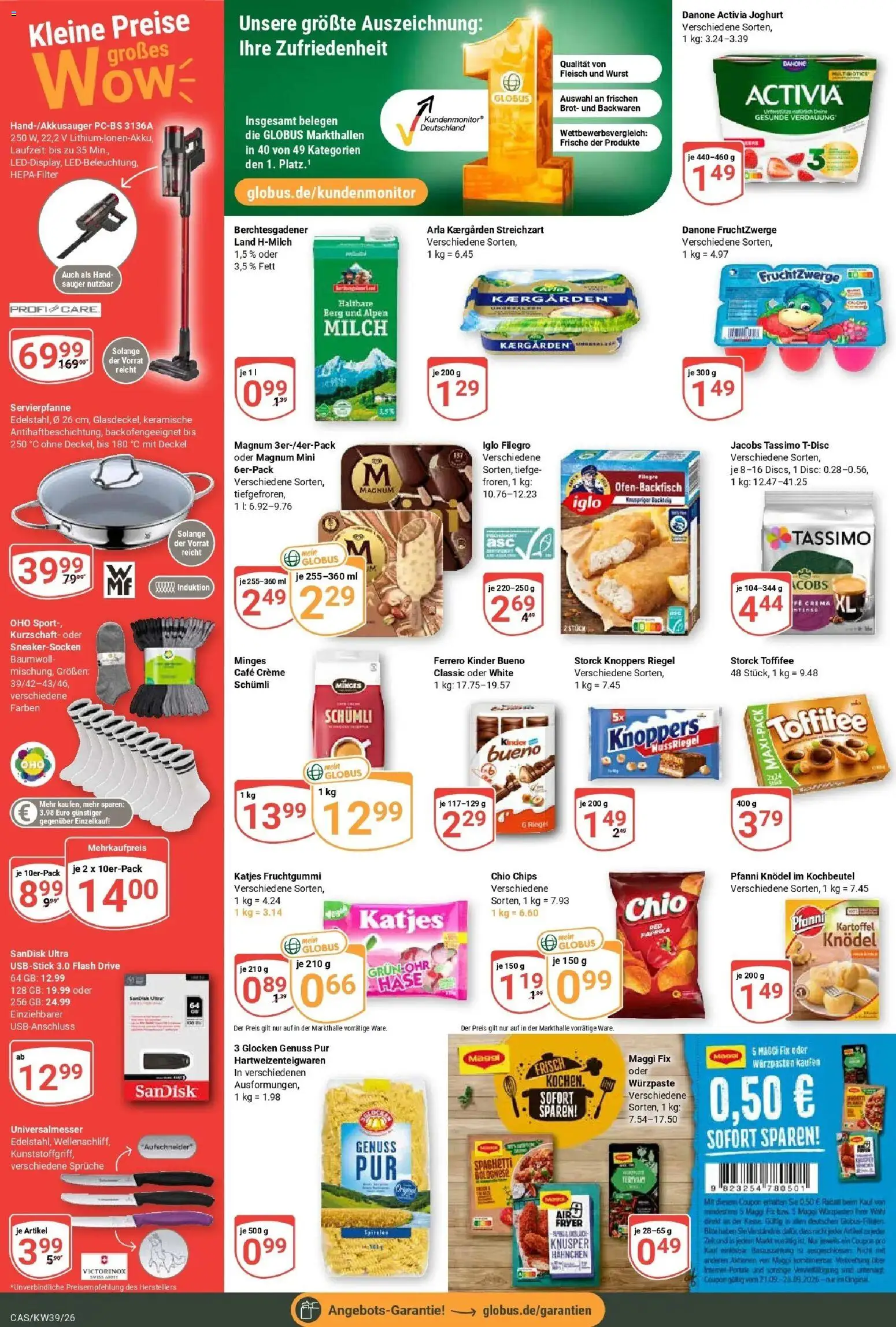 Globus Prospekt Castrop-Rauxel (ab 21.09.2026) » Angebote online | Seite: 4 | Produkte: Joghurt, Iglo, Chips, Fleisch