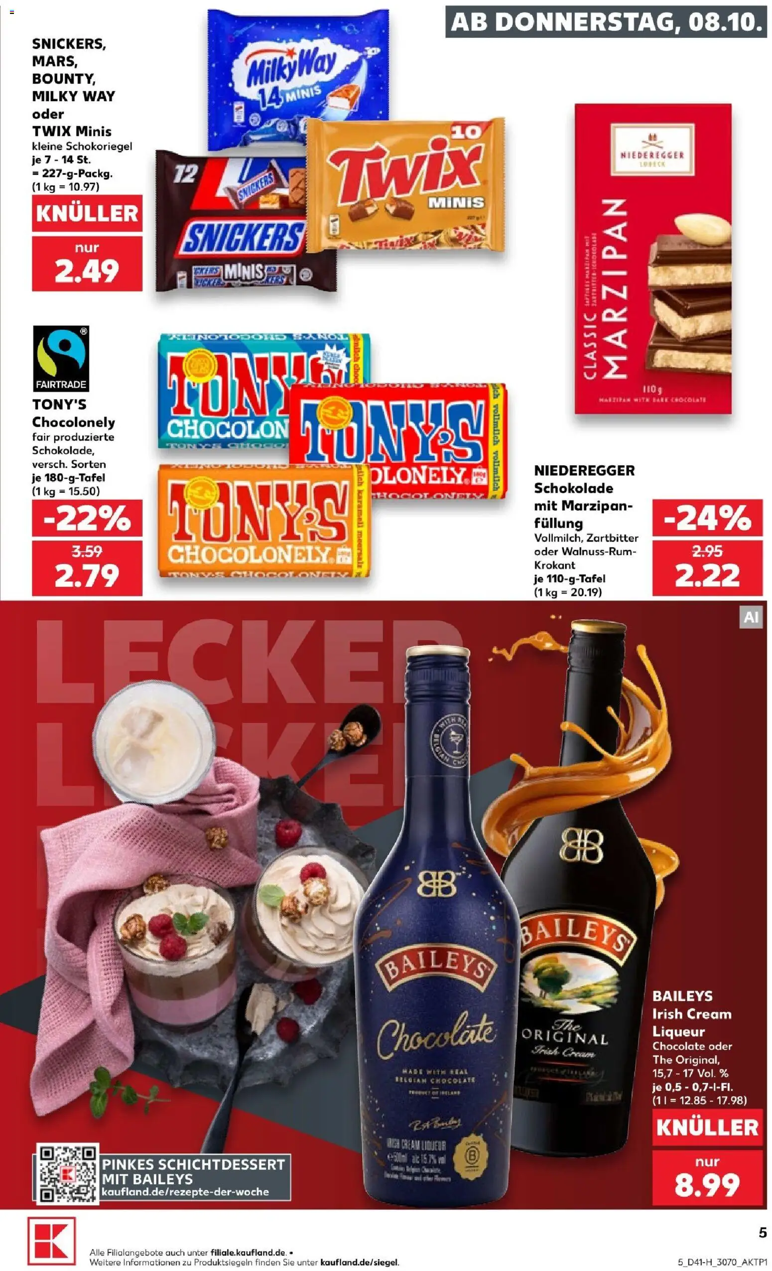 Kaufland Prospekt Leipzig – gültig ab 08.10.2026 | Seite: 5 | Produkte: Schokolade, Snickers, Twix, Baileys