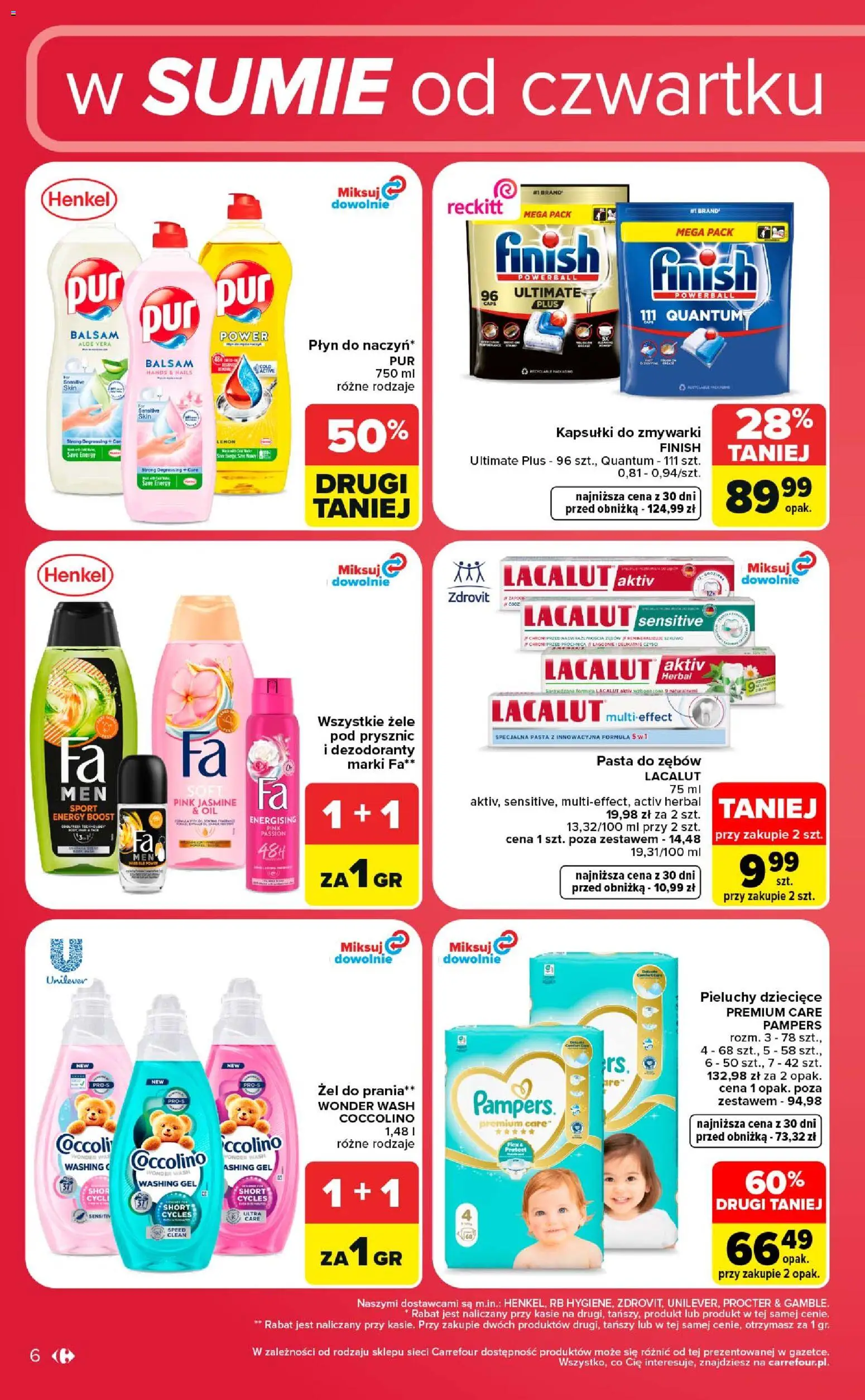Carrefour gazetka - Weekend okazji od 27.08.2026 | Strona: 6 | Produkty: Kapsułki, Prysznic, Pasta do zębów, Kapsułki do zmywarki