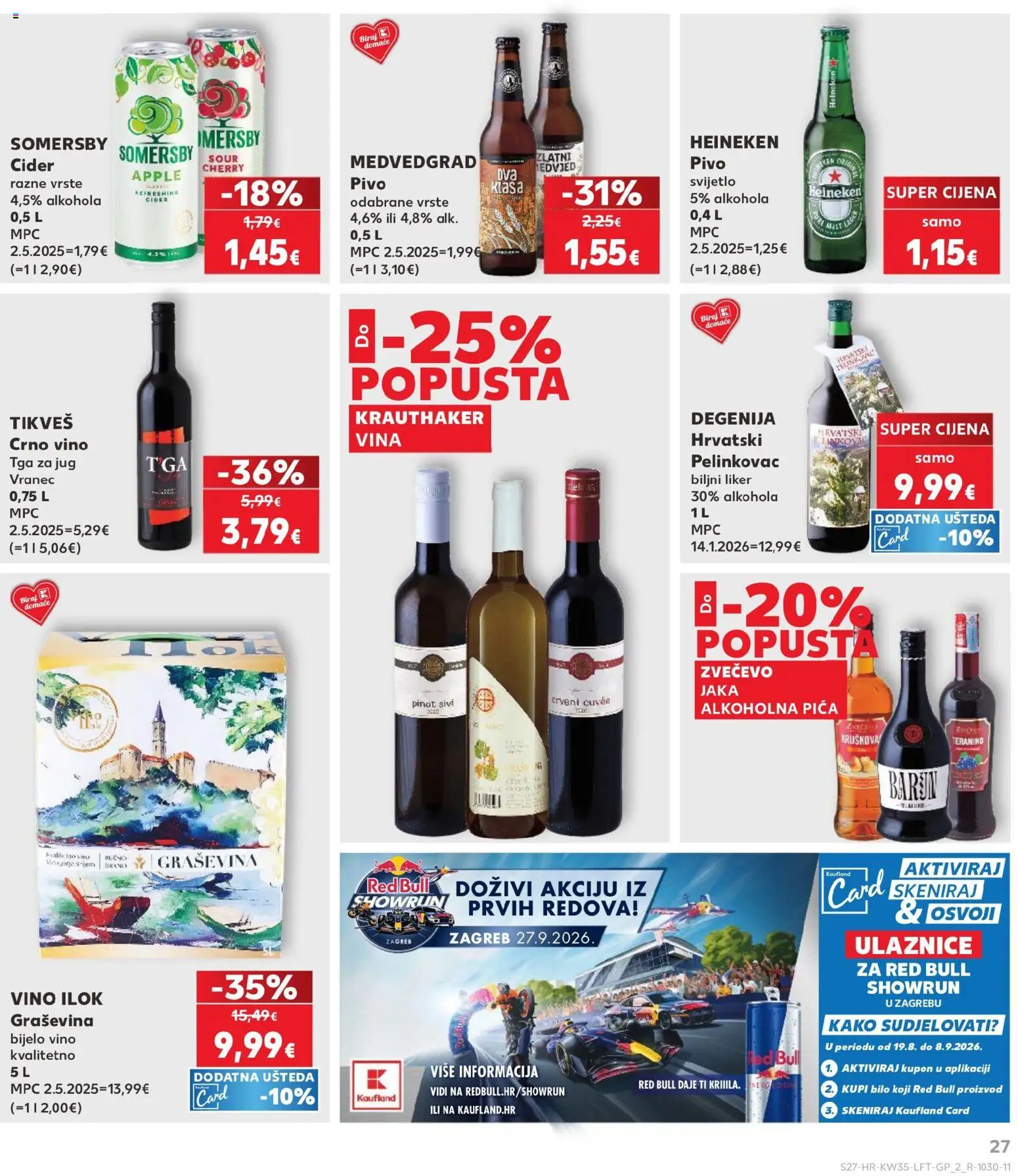 Kaufland HR akciós ujság - amely érvényes a következő dátumtól: 2026.08.26. | Oldal: 27 | Termékek: Heineken, Red bull, Cider, Cuvée