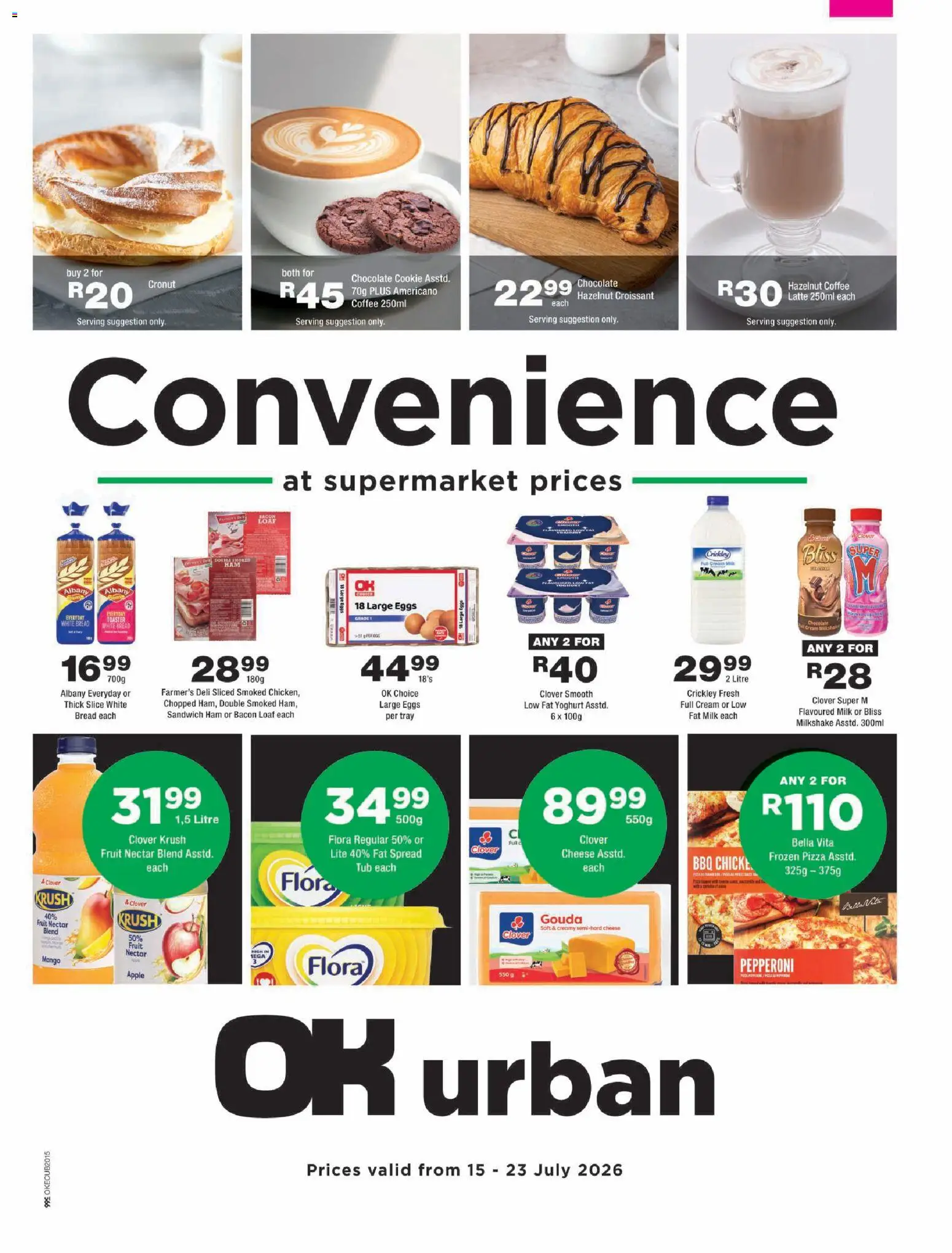 New OK Foods catalogue – valid from 15/07/2026 | Page: 1 | Products: Tray, Yoghurt, Cheese, Mango