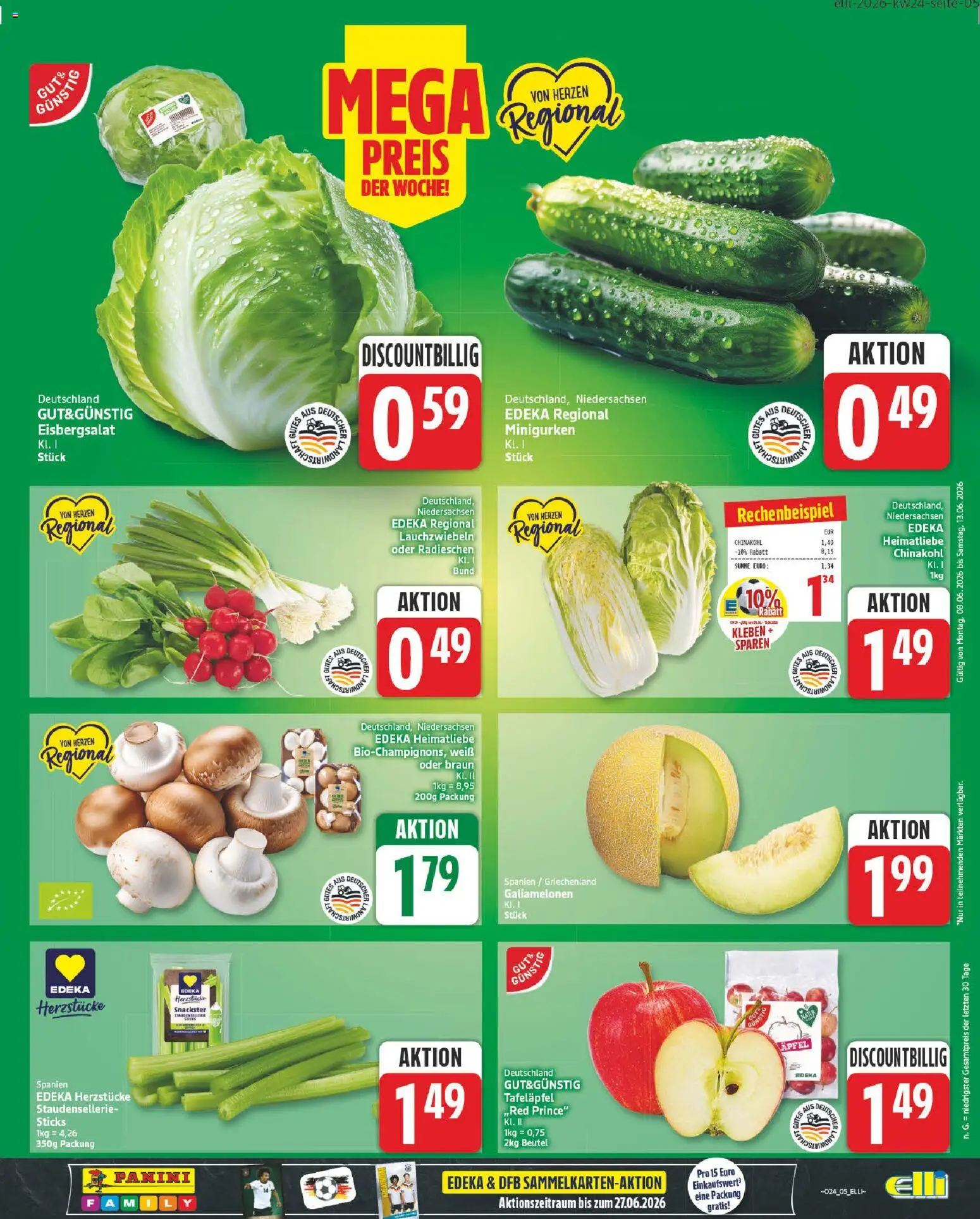 Elli Markt Prospekt – gültig ab 08.06.2026 | Seite: 5 | Produkte: Äpfel, Eisbergsalat, Chinakohl