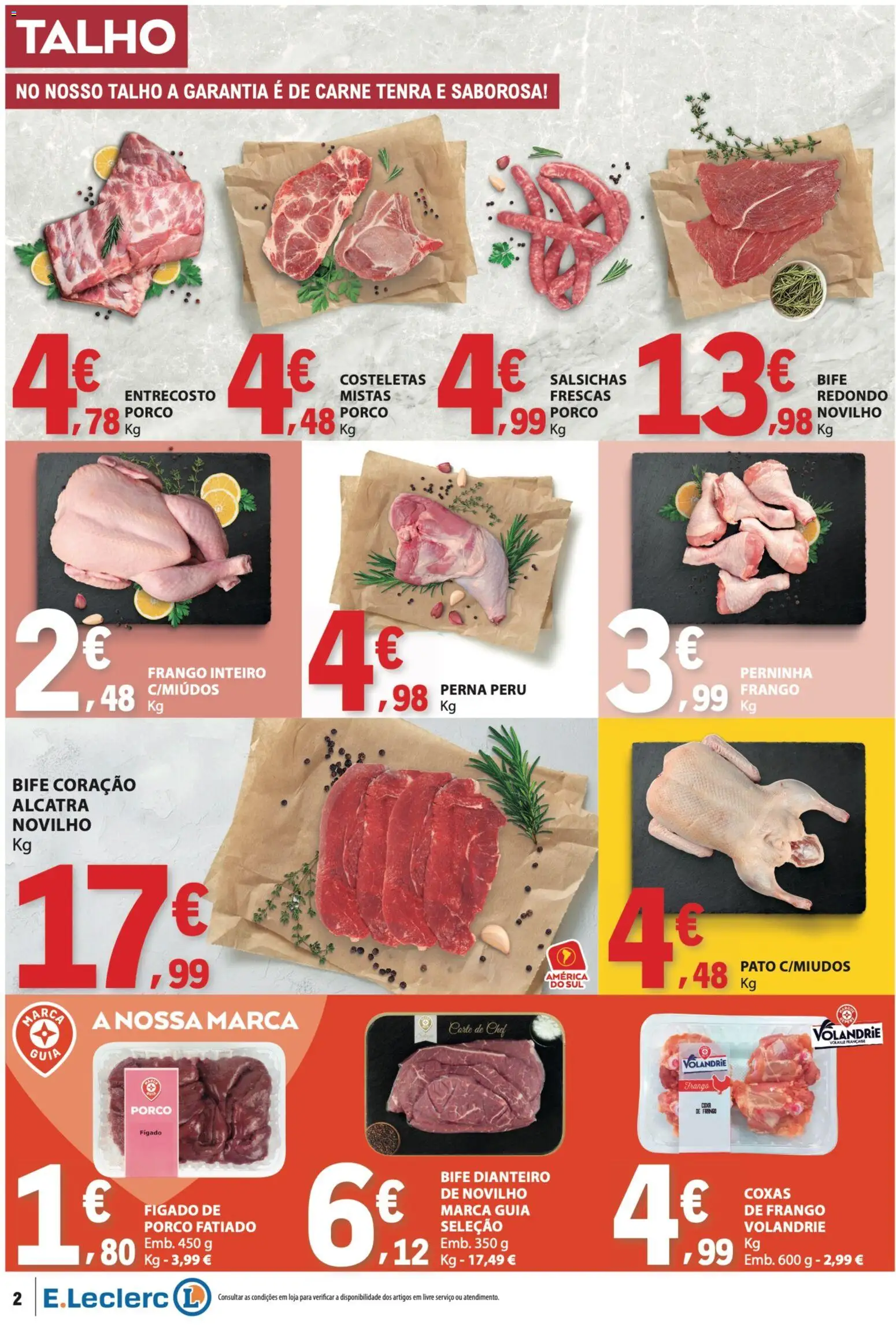 E.Leclerc folheto │ válido de 08/10/2026 | Página: 2 | Produtos: Frango, Peru, Frango inteiro, Carne