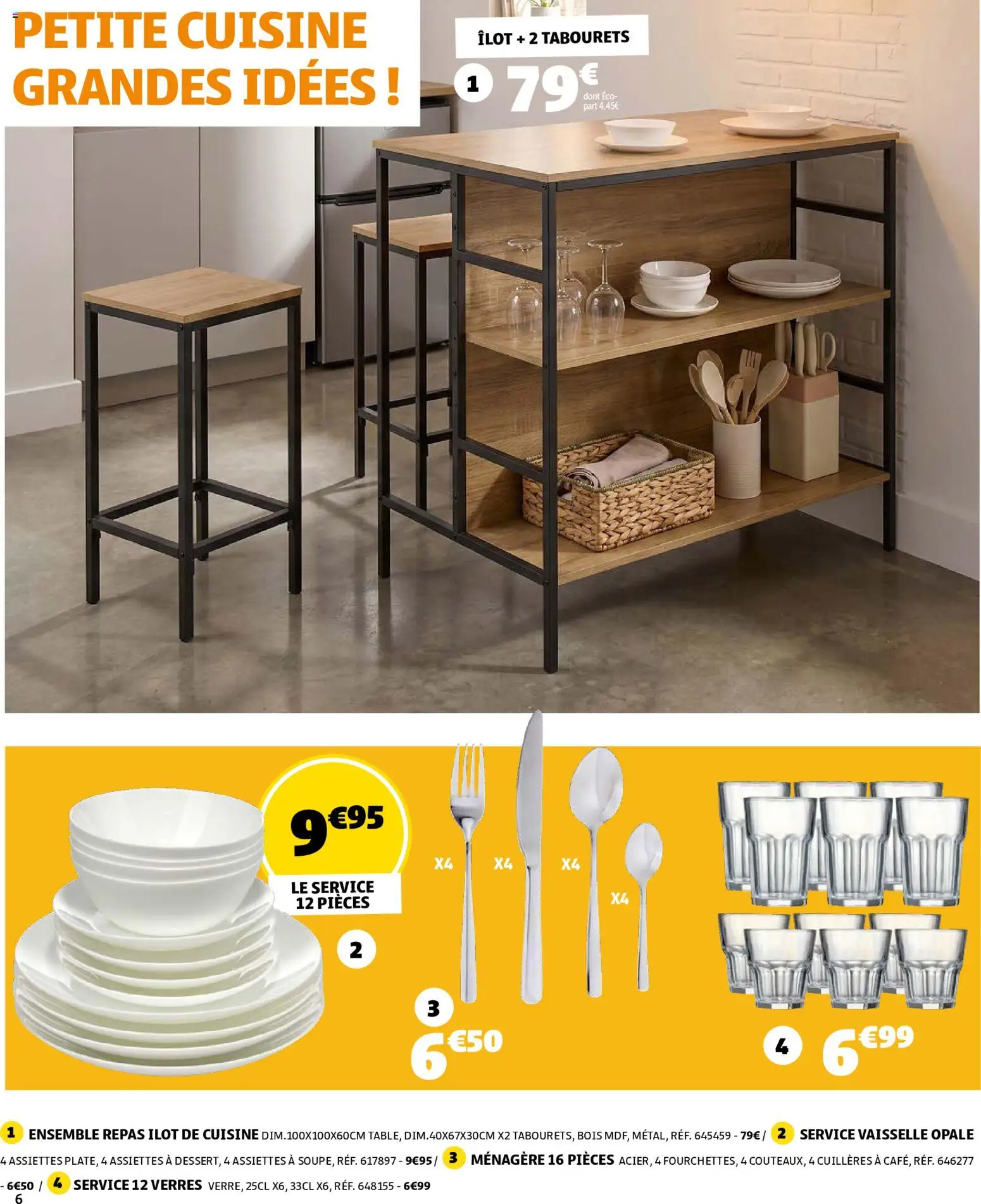 {H1} | Page: 6 | Produits: Cuillères, Îlot de cuisine, Service vaisselle