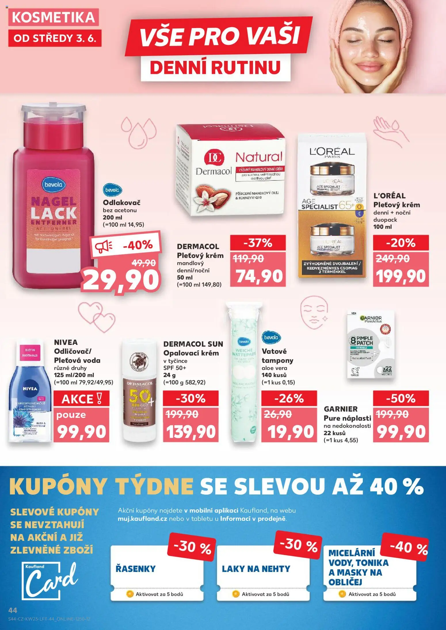 Kaufland leták - Ostrava od 03.06.2026 | Strana: 44 | Produkty: Opalovací krém, Laky na nehty, Krém, Bevola