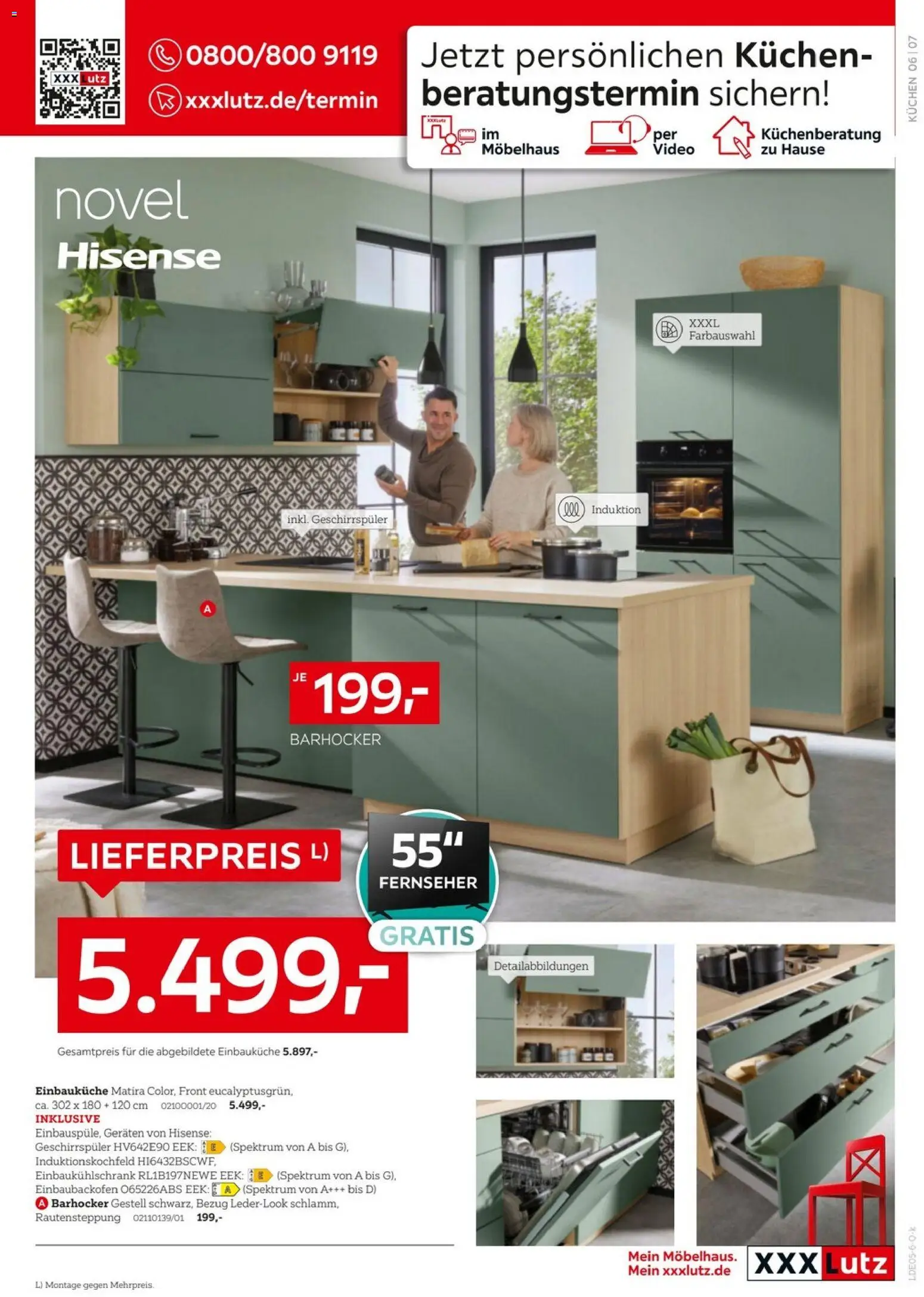 XXXLutz Nr. 1 bei küchen – gültig ab 09.05.2026 | Seite: 7 | Produkte: Einbauküche, Barhocker, Kuchen, Video