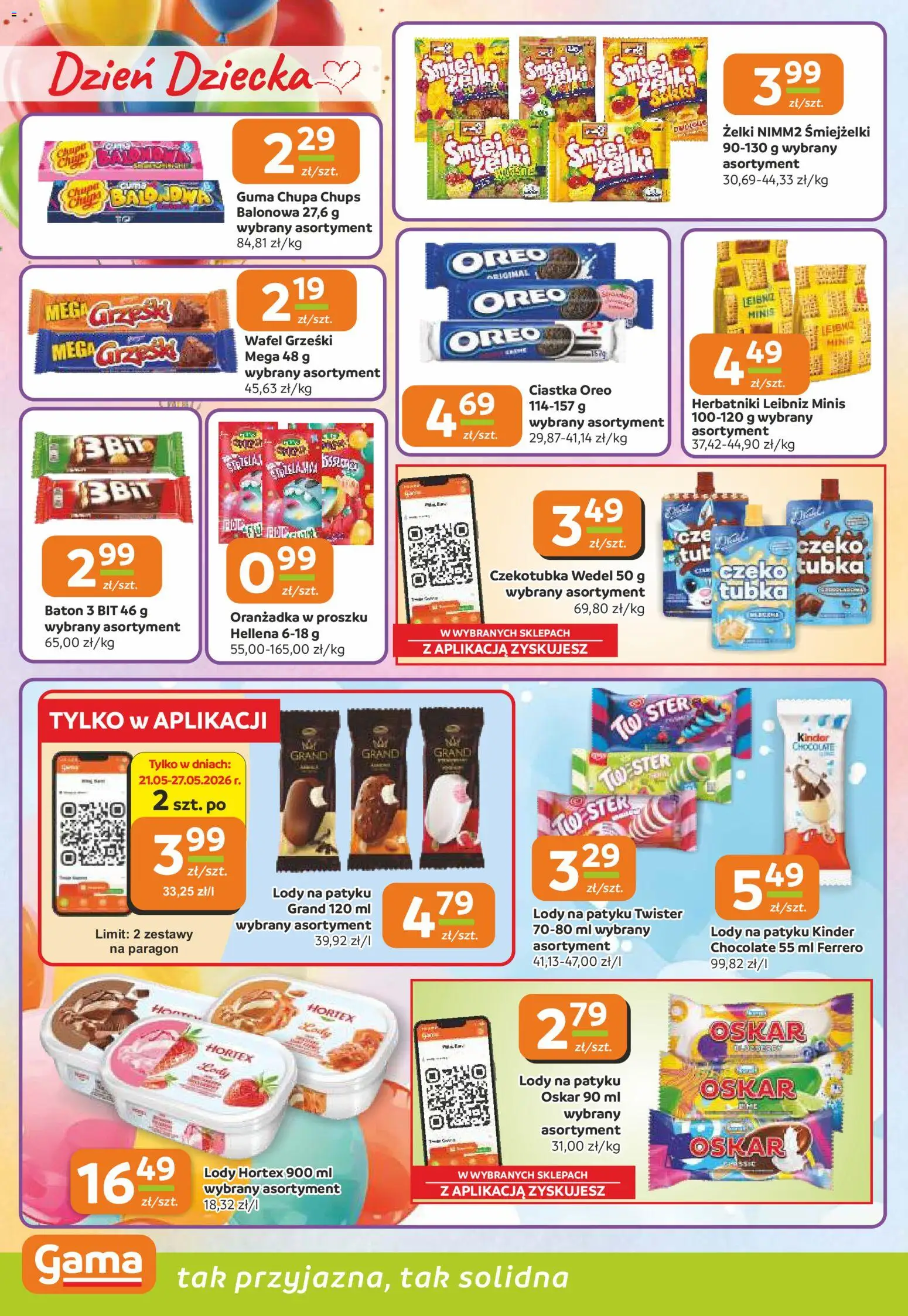 Gama gazetka od 21.05.2026 | Strona: 4 | Produkty: Ciastka Oreo, Żelki, Ciastka, Lody