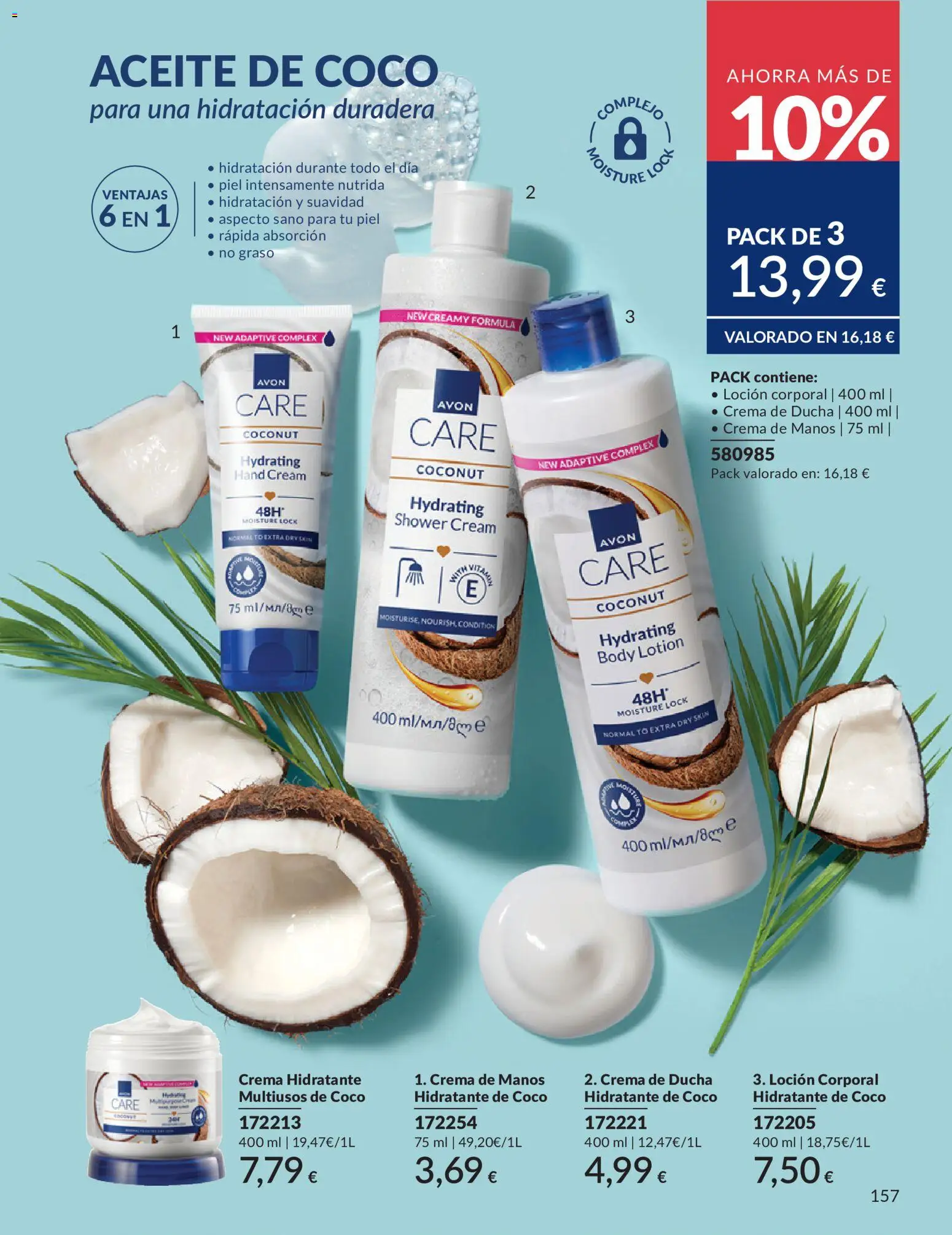 Catálogo AVON campaña 6 │ válido desde el 01.06.2026 | Página: 157 | Productos: Crema de manos, Τυρόπιτα, Crema, Aceite de coco