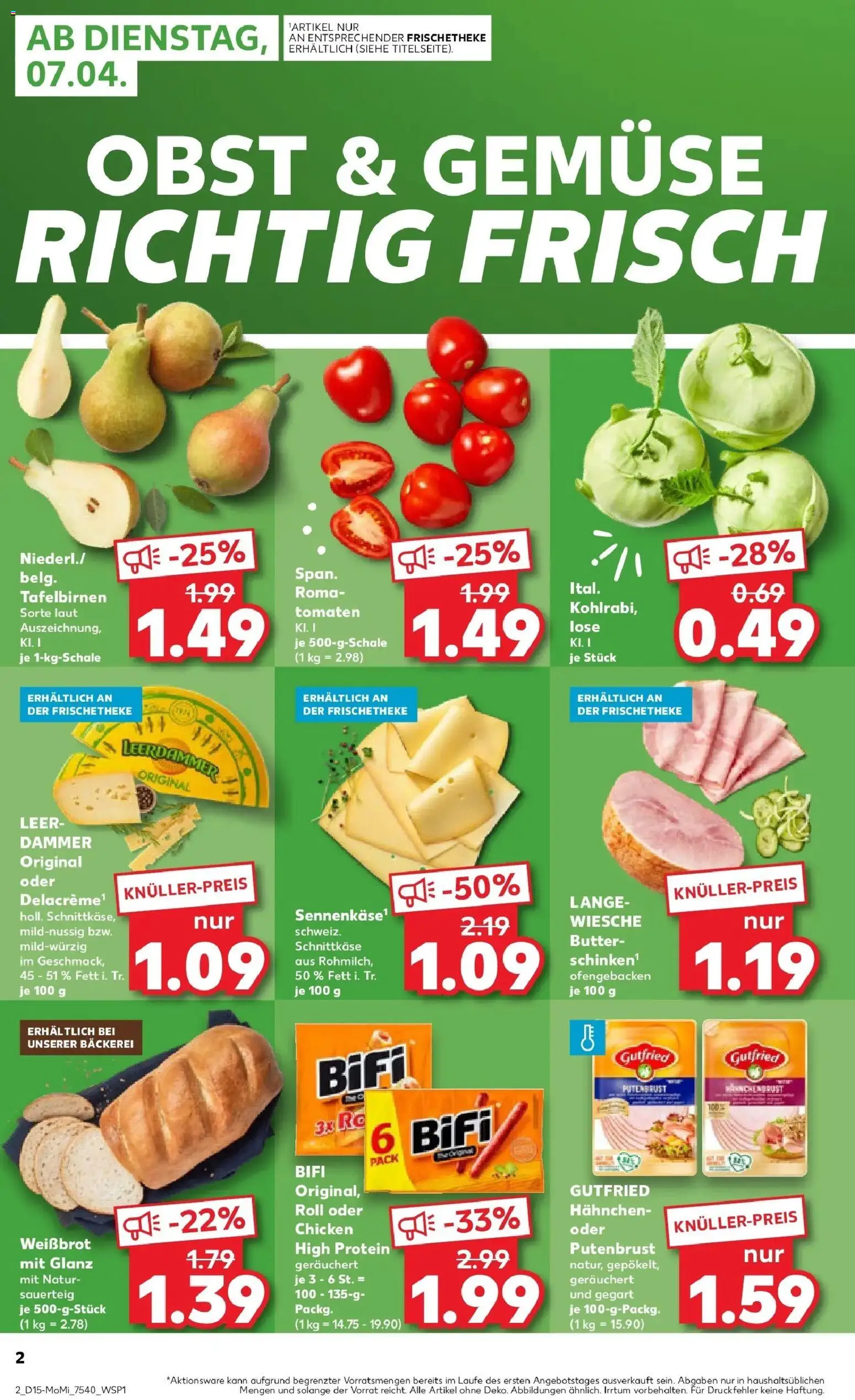 Kaufland Prospekt Quedlinburg	 – gültig ab 07.04.2026 | Seite: 2 | Produkte: Hahnchen, Bäckerei, Kohlrabi, Obst