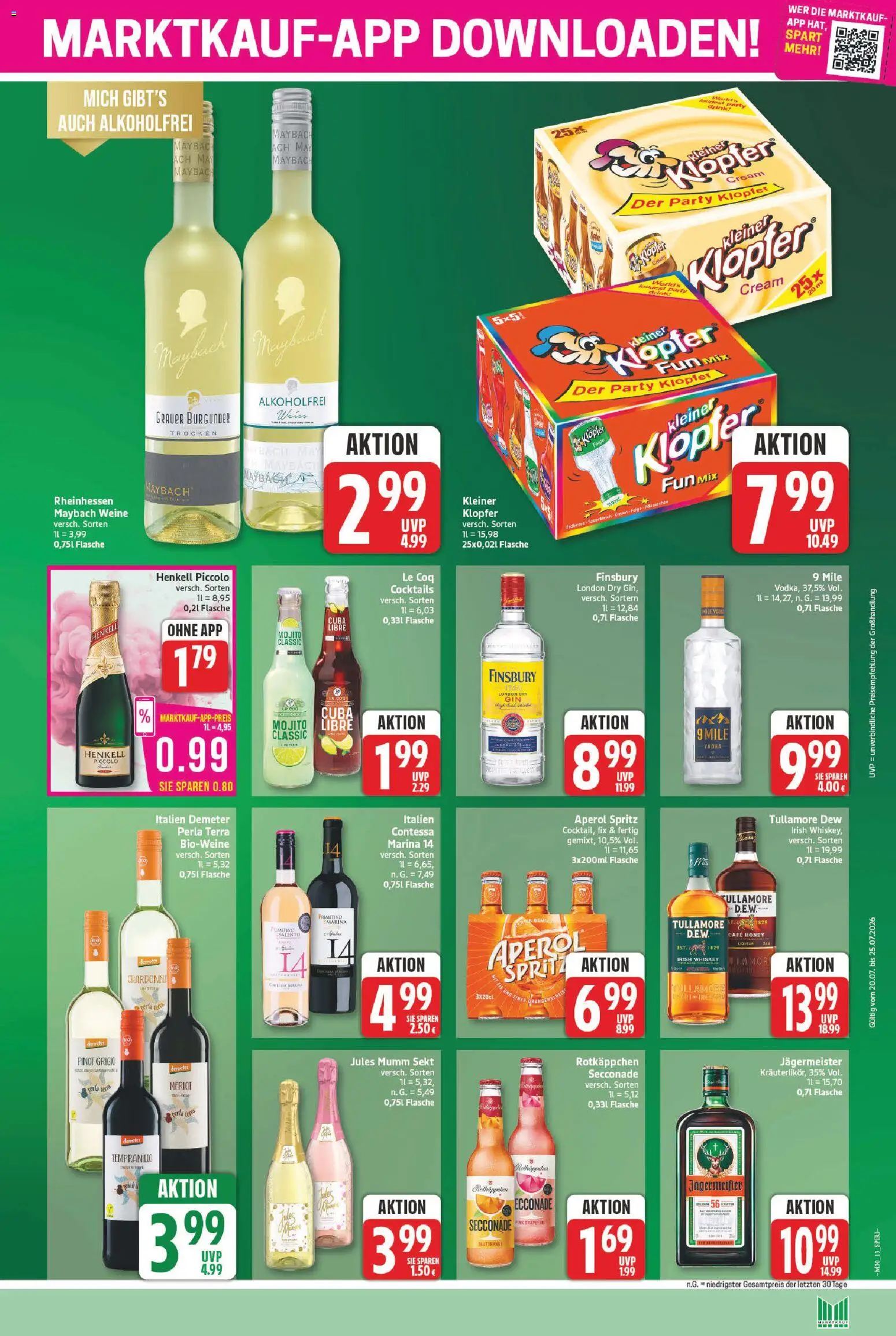 Marktkauf Prospekt – gültig ab 20.07.2026 | Seite: 13 | Produkte: Merlot, Rotkäppchen, Aperol, Whiskey