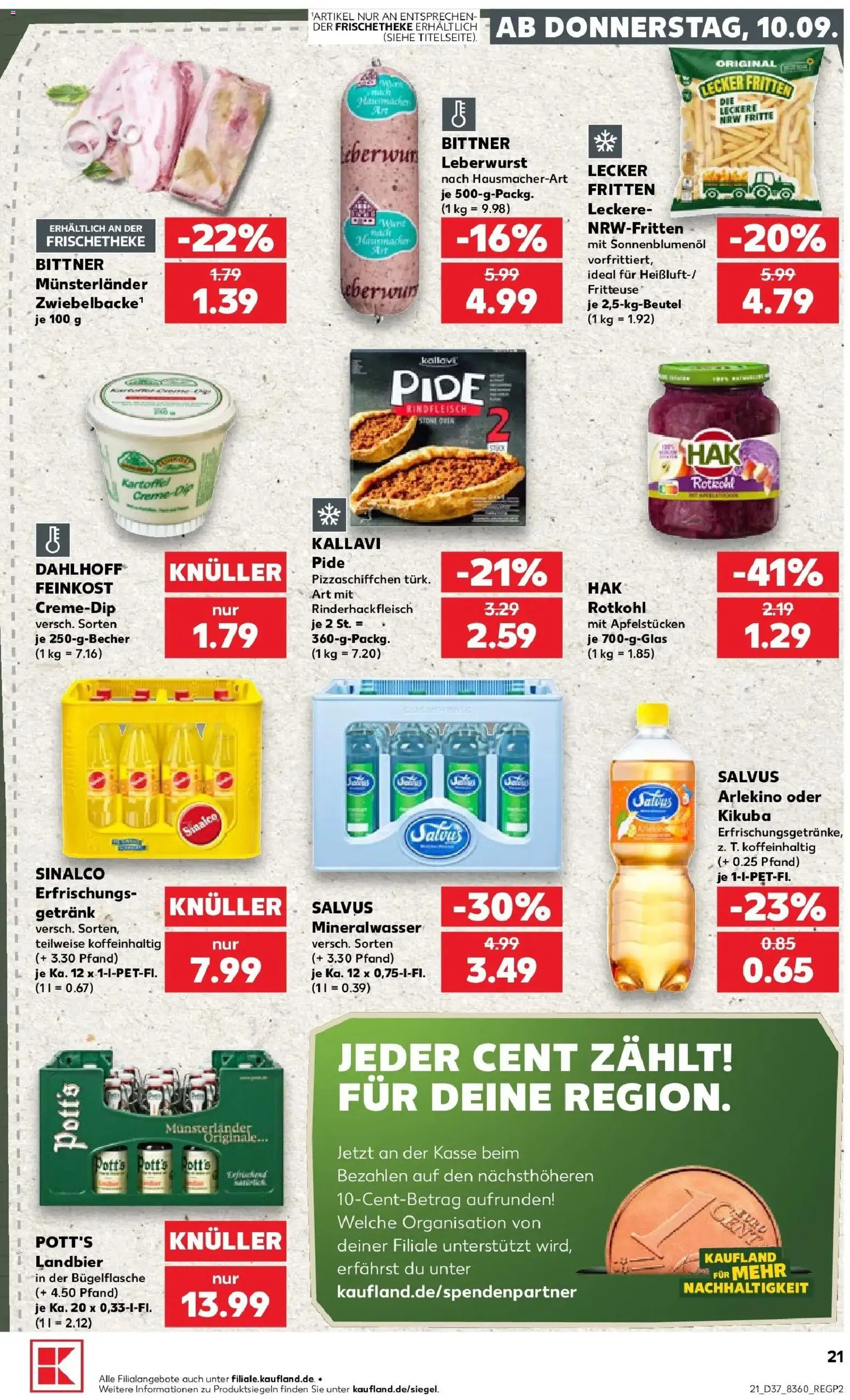 Prospekt Kaufland ab 10.09.2026 » Angebote Online zum Blättern | Seite: 21 | Produkte: Sinalco, Mineralwasser, Rindfleisch, Fritteuse