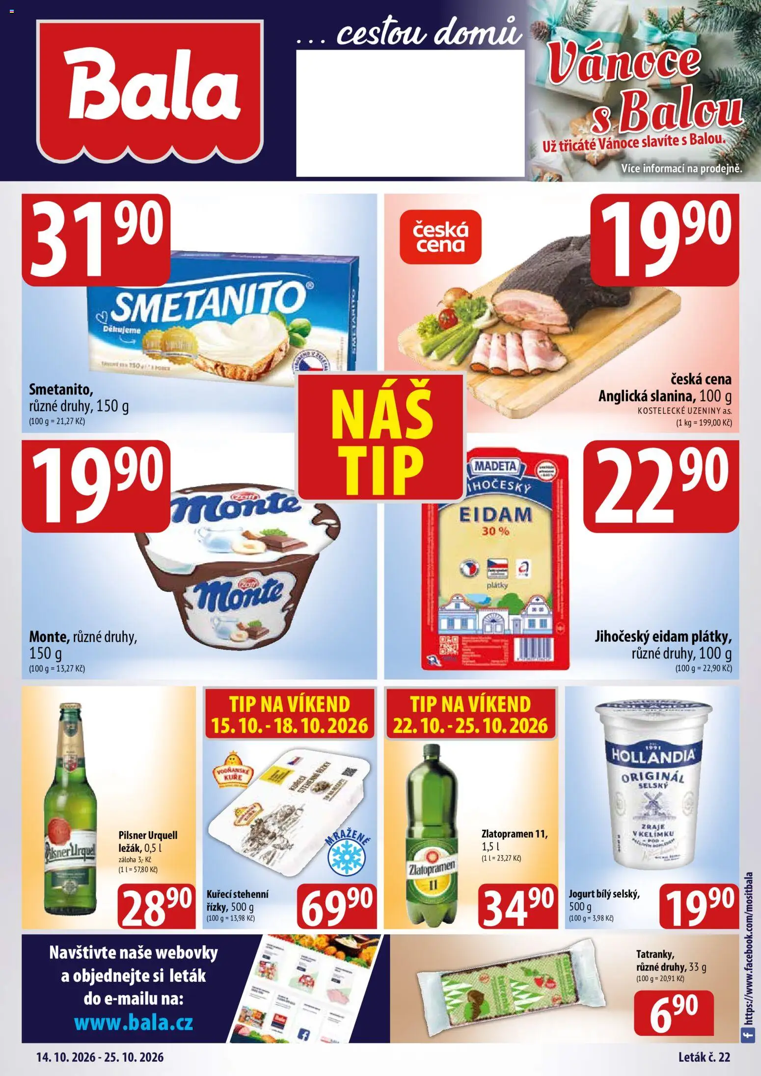BALA velký leták od 14.10.2026 | Strana: 1 | Produkty: Jogurt, Pilsner, Eidam, Pilsner Urquell