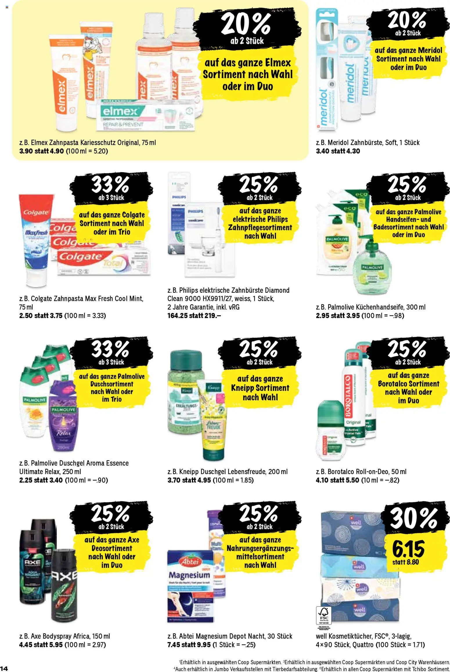 Coop aktionen – gültig ab 09.04.2026 | Seite: 14 | Produkte: Elektrische zahnbürste, Duschgel, Zahnbürste, Philips
