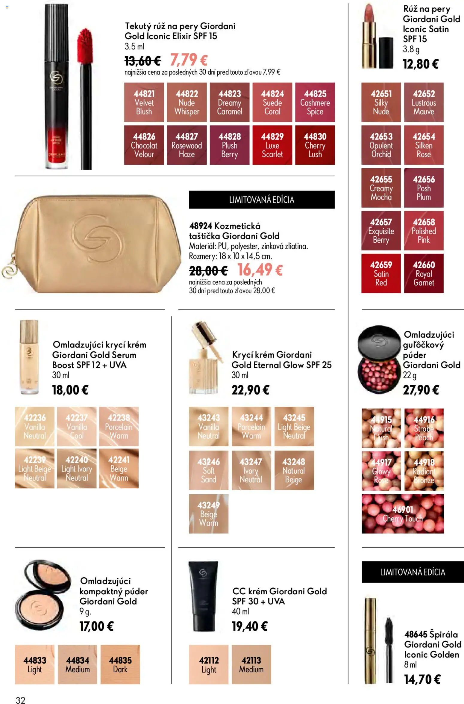 Nové Oriflame akcie – leták je platný od 08.07.2026 | Strana: 32 | Produkty: Púder, CC krém, Rúž na pery, Krém